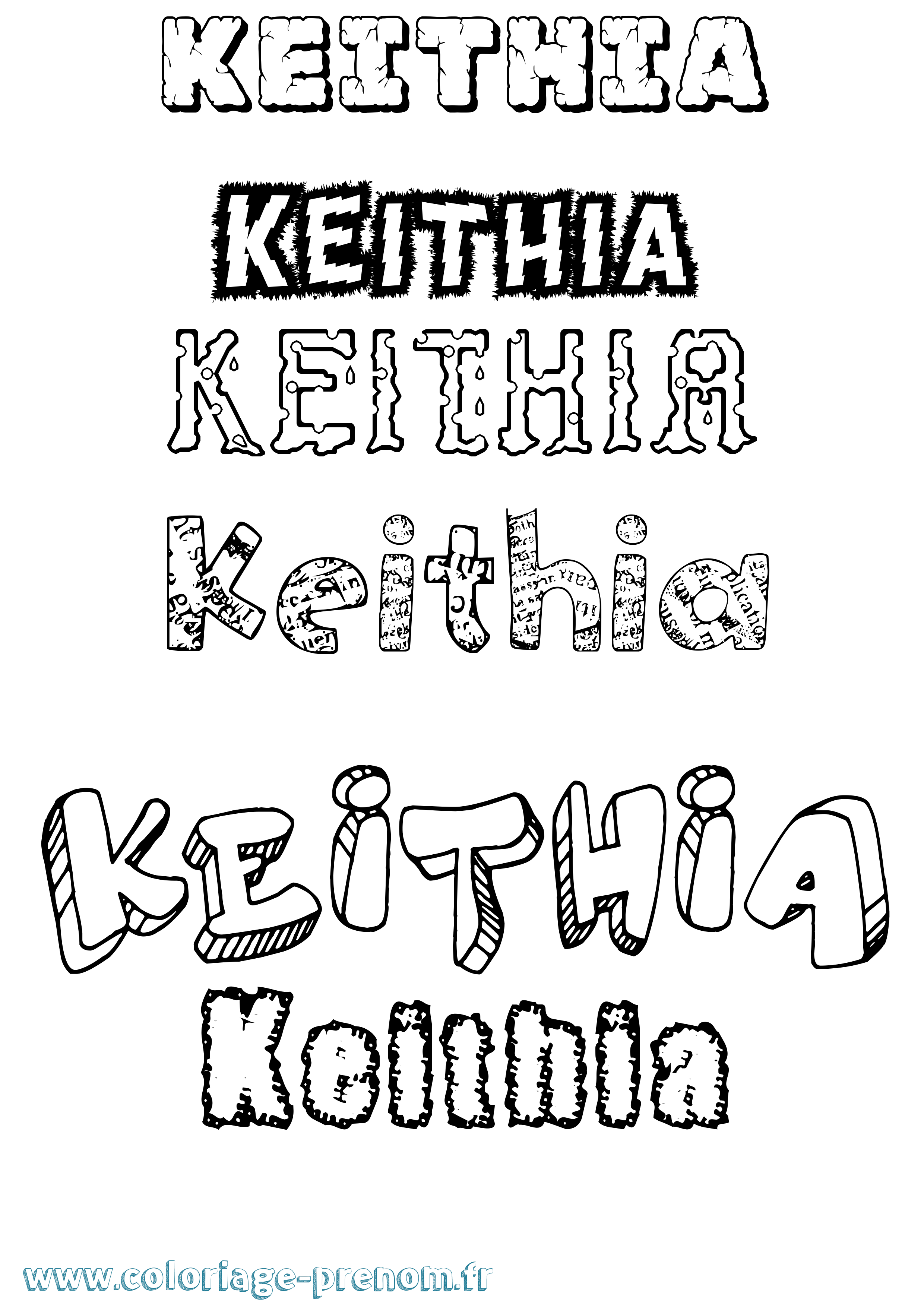Coloriage Keithia Destructuré Coloriage prénom Keithia Destructuré