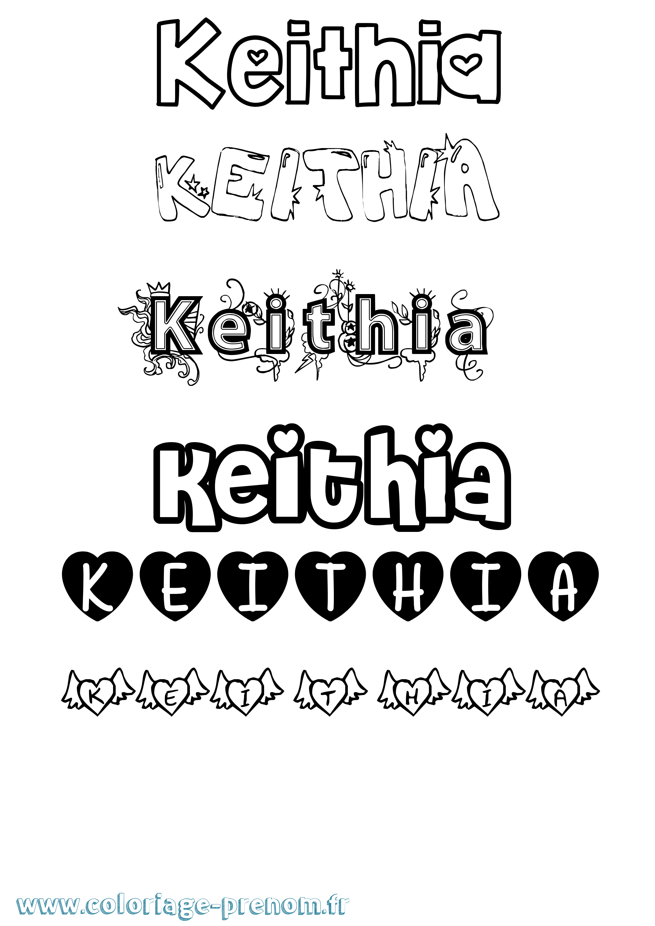 Coloriage Keithia Girly Coloriage prénom Keithia Girly