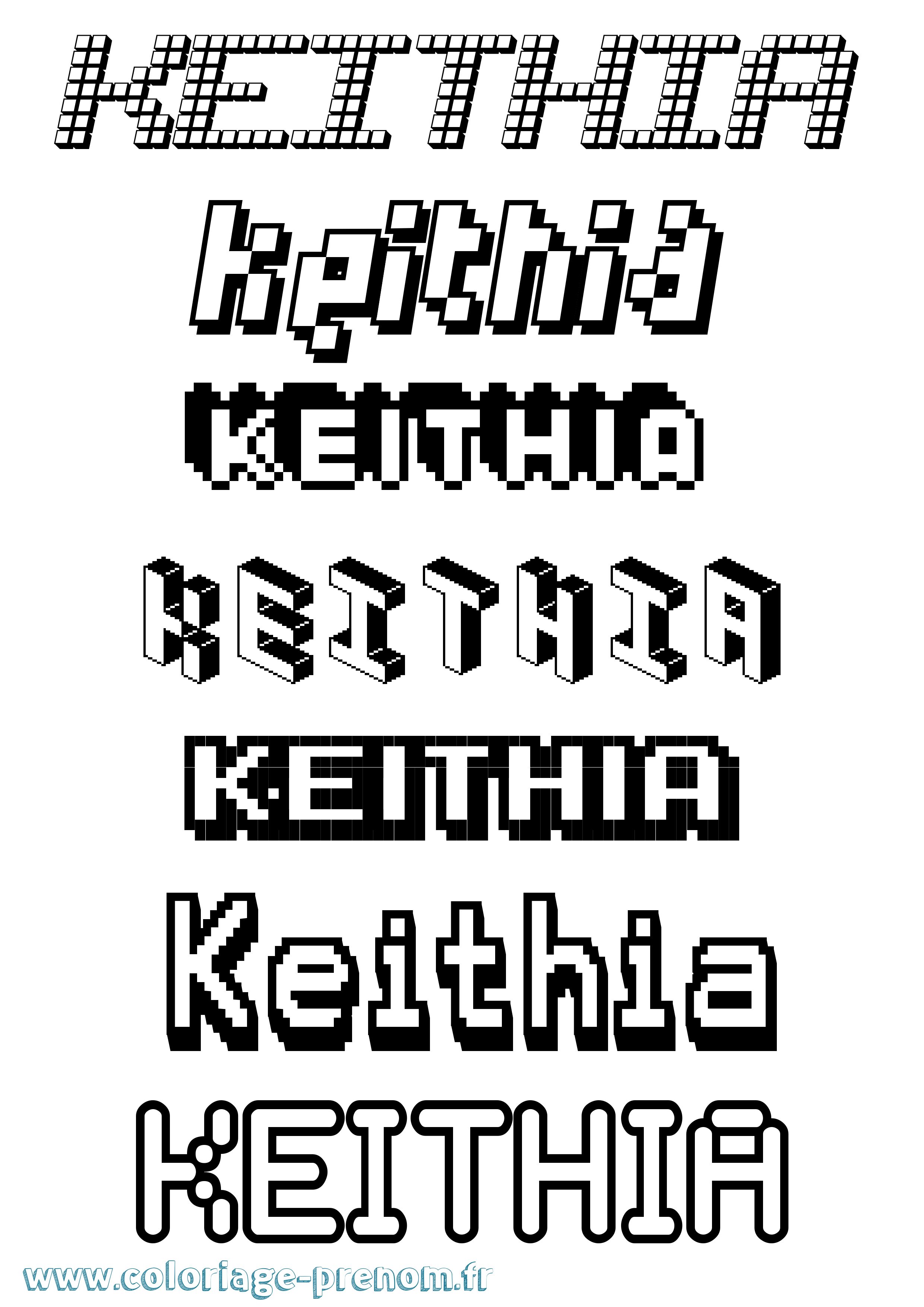 Coloriage Keithia Pixel Coloriage prénom Keithia Pixel