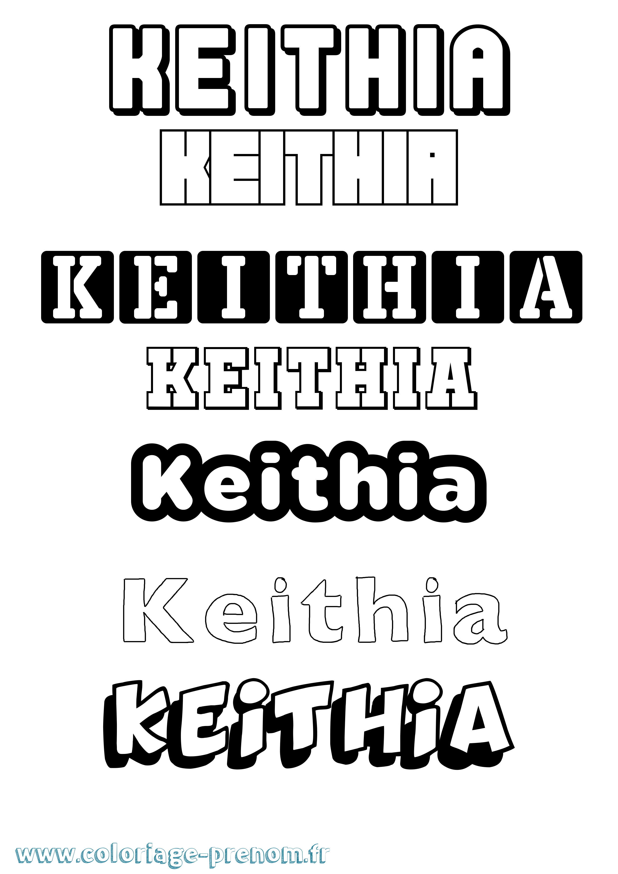 Coloriage Keithia Simple Coloriage prénom Keithia Simple