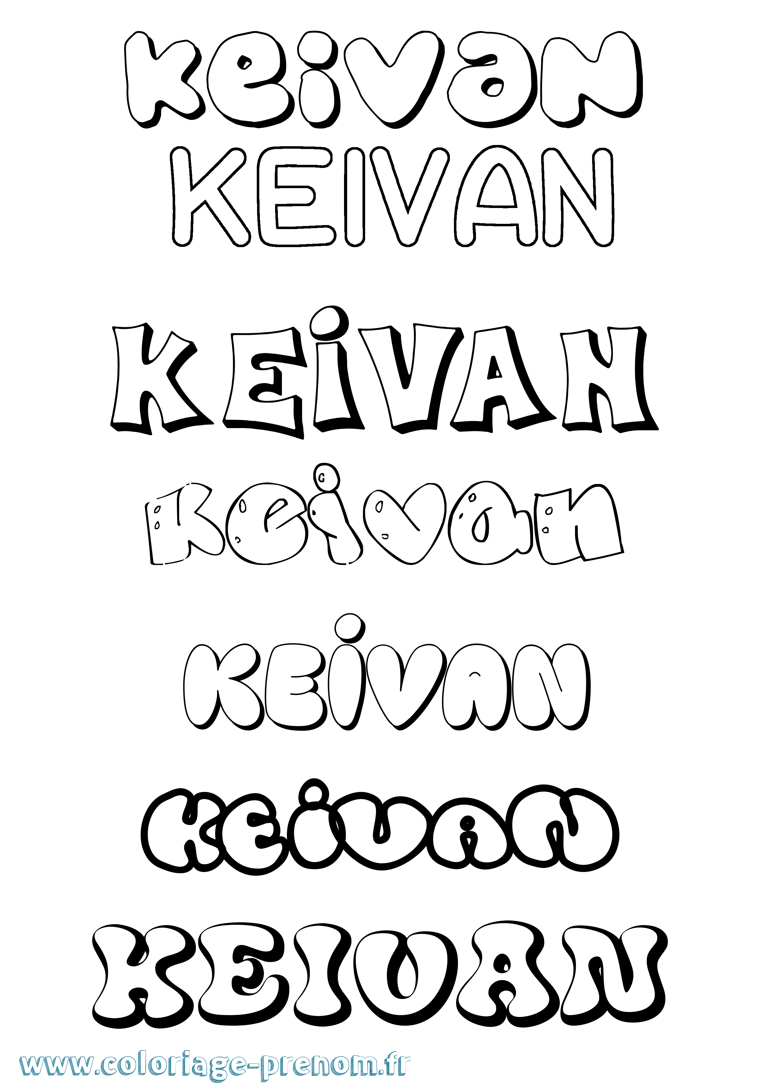 Coloriage Keivan Bubble Coloriage prénom Keivan Bubble