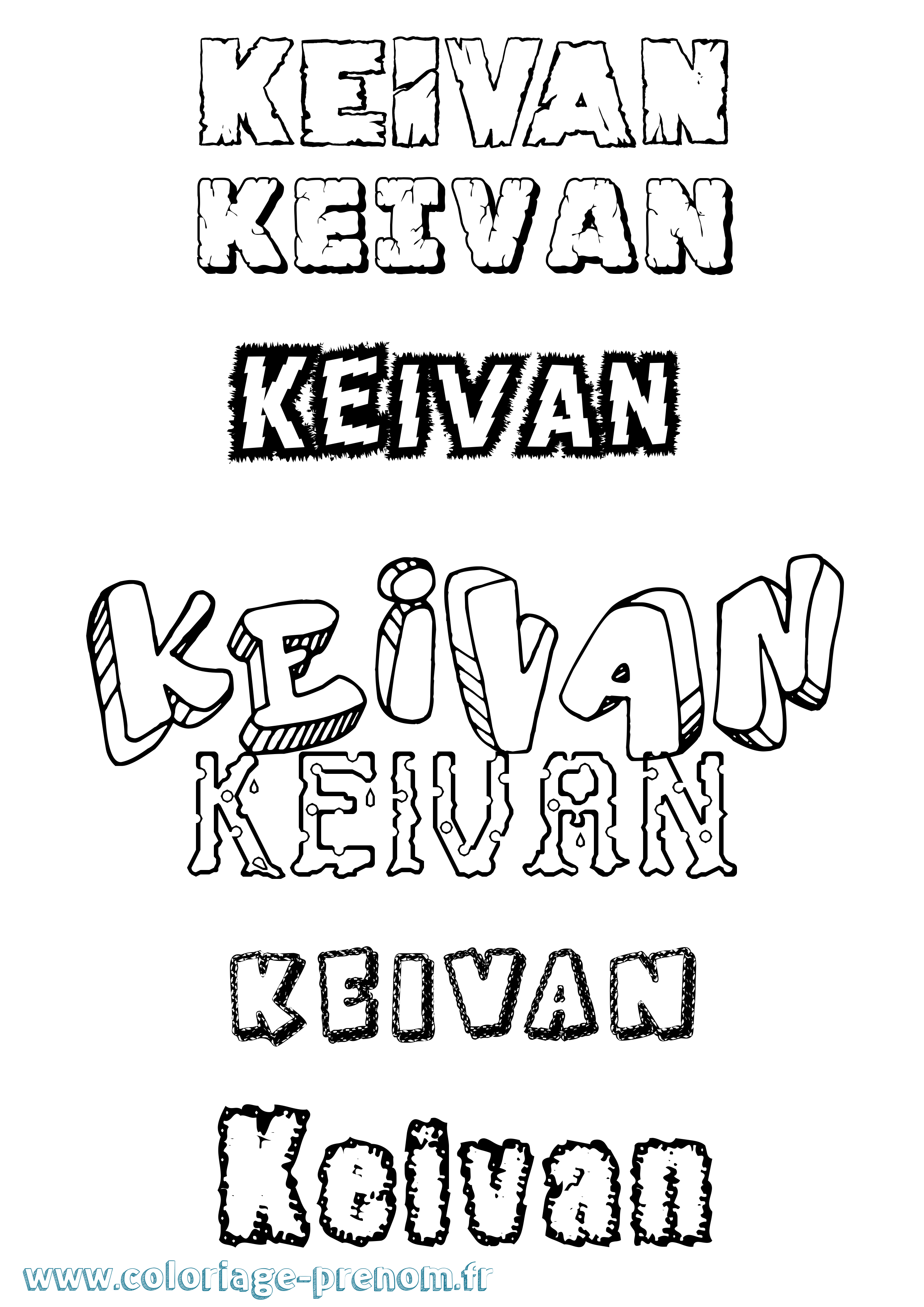 Coloriage Keivan Destructuré Coloriage prénom Keivan Destructuré