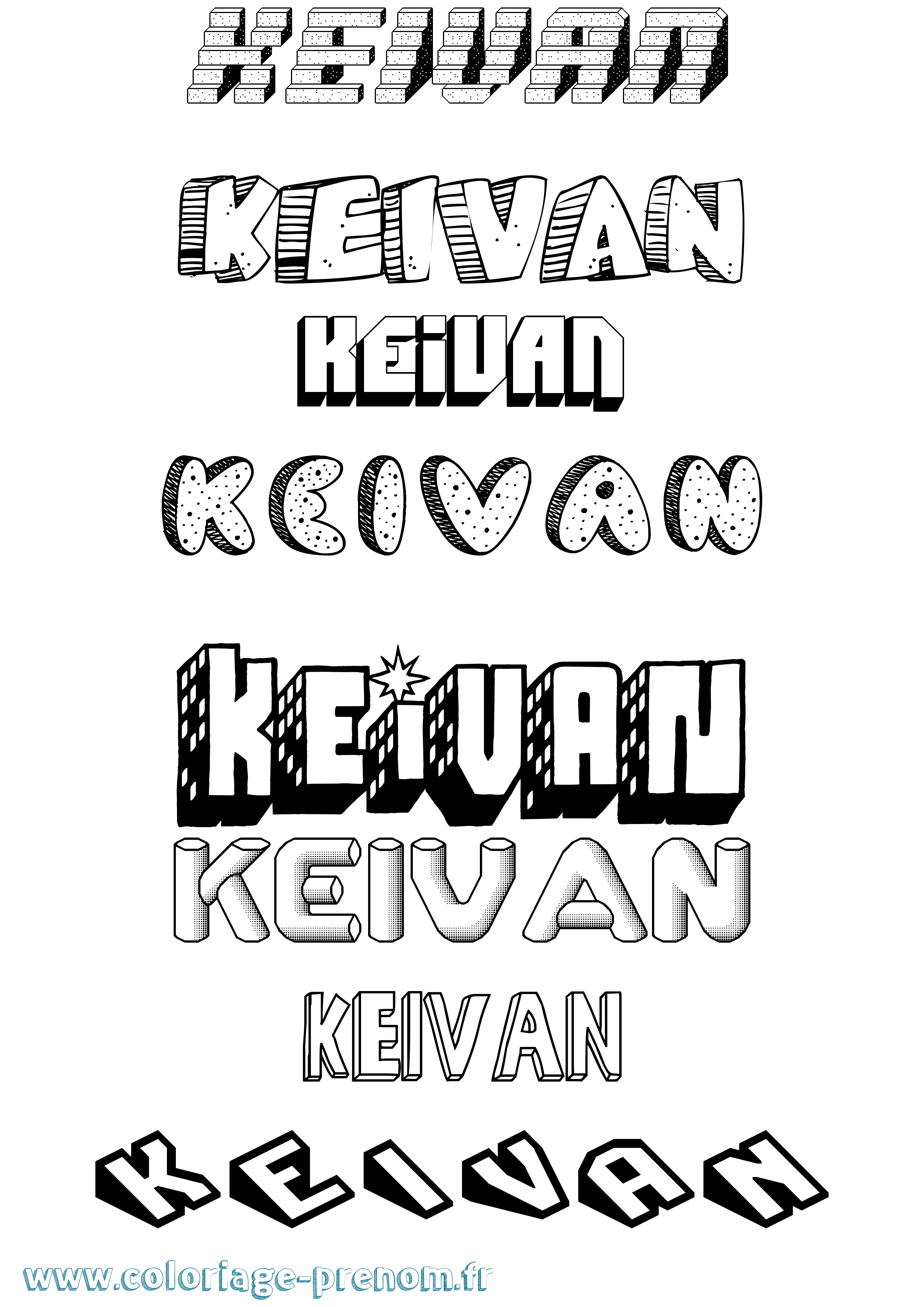 Coloriage Keivan Effet 3D Coloriage prénom Keivan Effet 3D