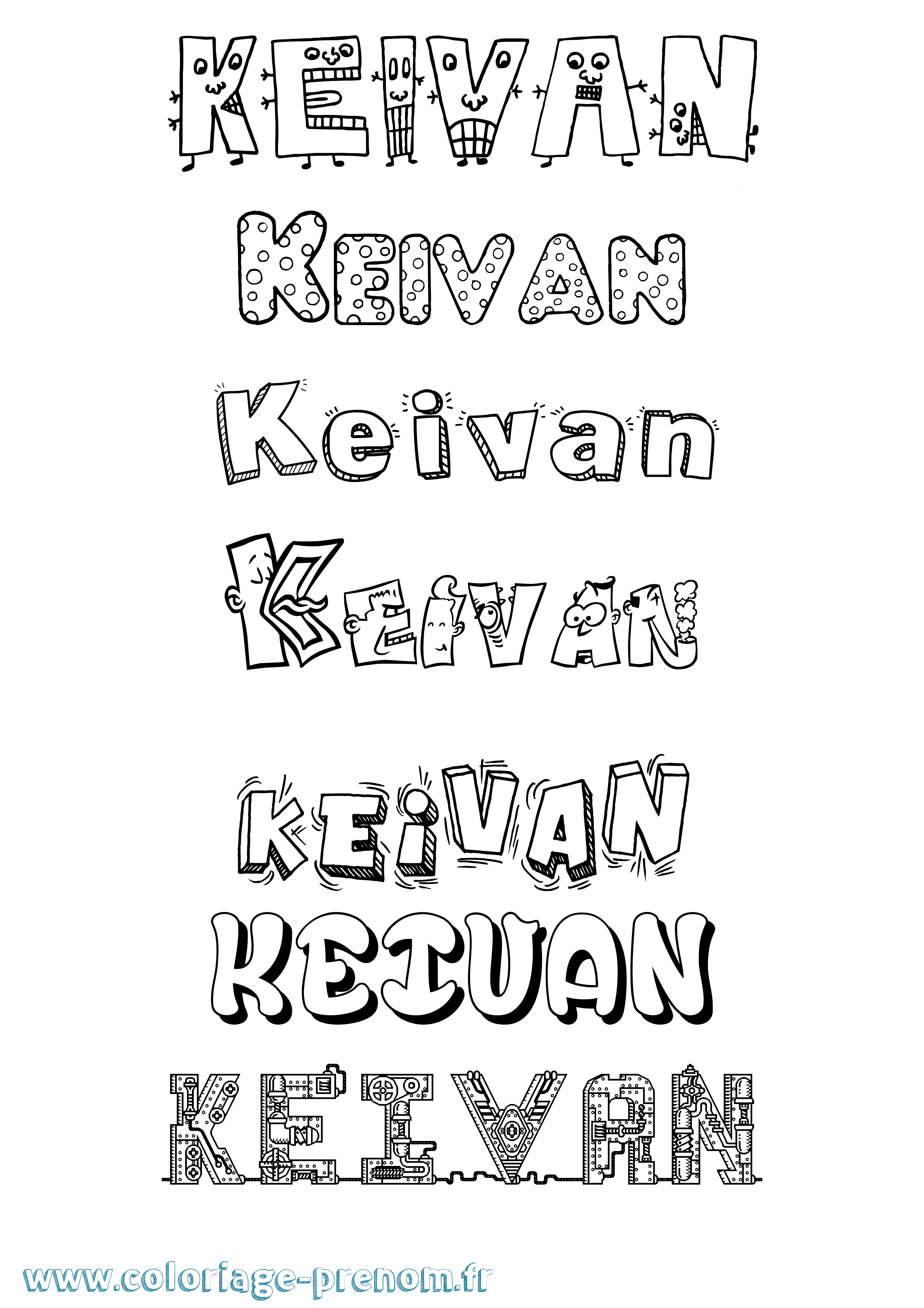 Coloriage Keivan Fun Coloriage prénom Keivan Fun