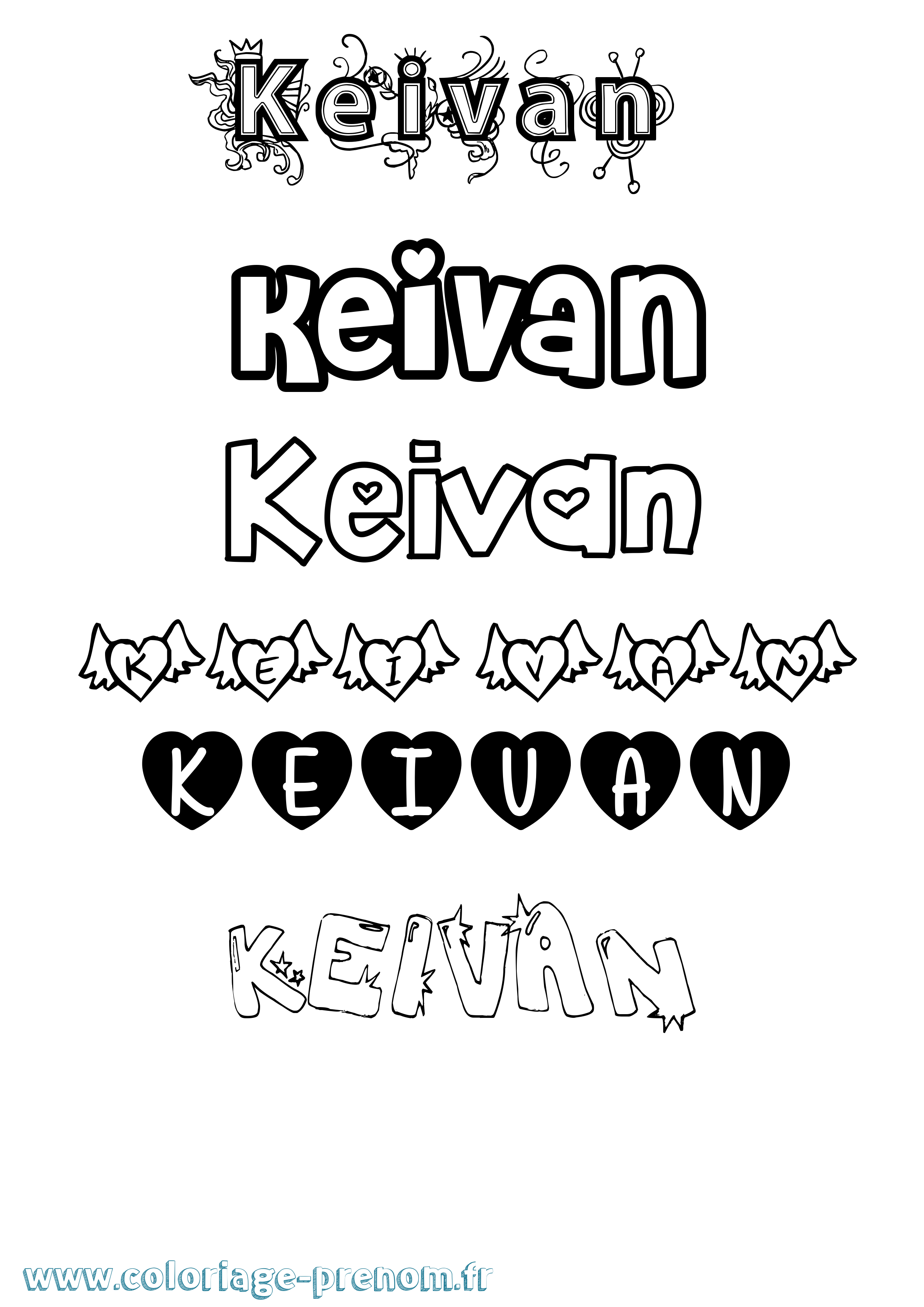 Coloriage Keivan Girly Coloriage prénom Keivan Girly