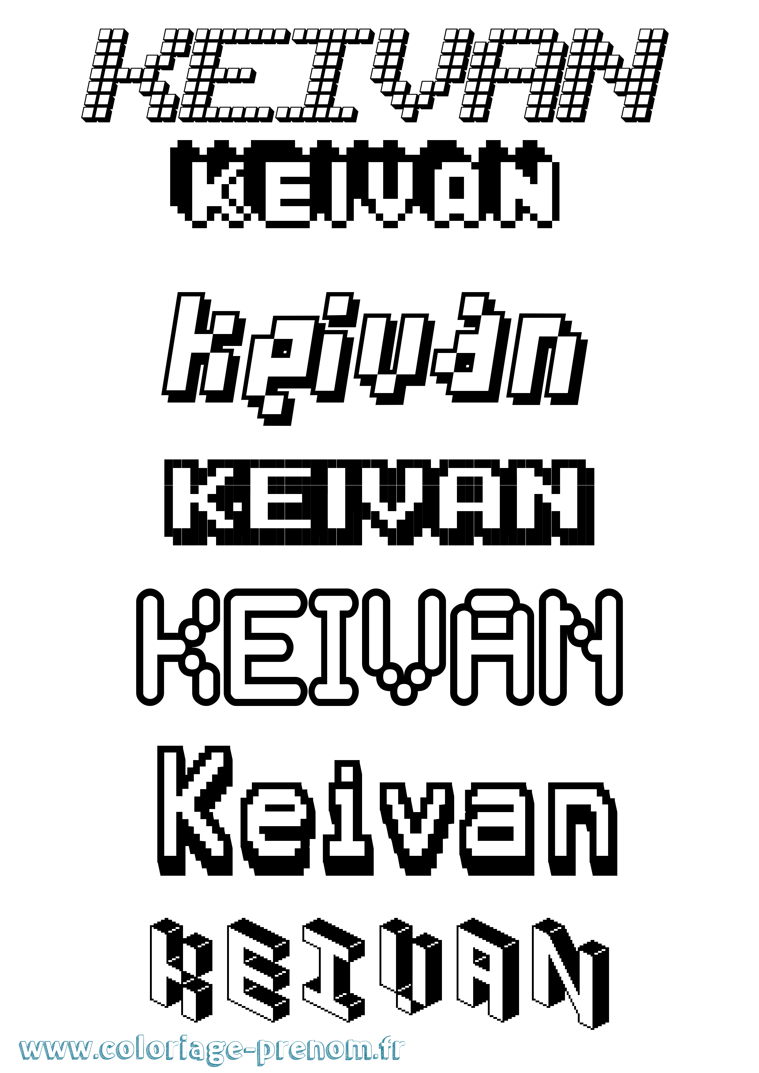 Coloriage Keivan Pixel Coloriage prénom Keivan Pixel