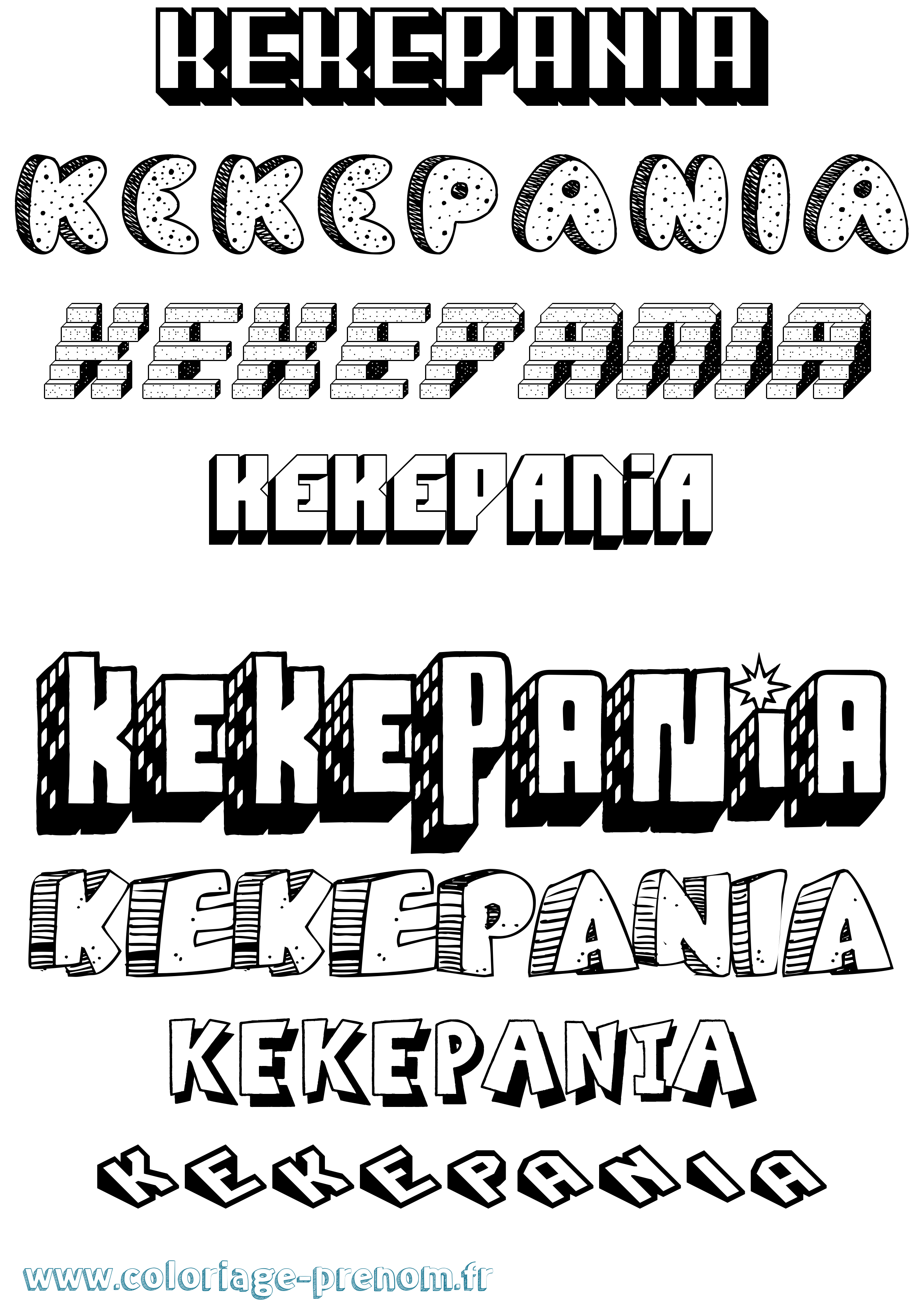 Coloriage Kekepania Effet 3D Coloriage prénom Kekepania Effet 3D