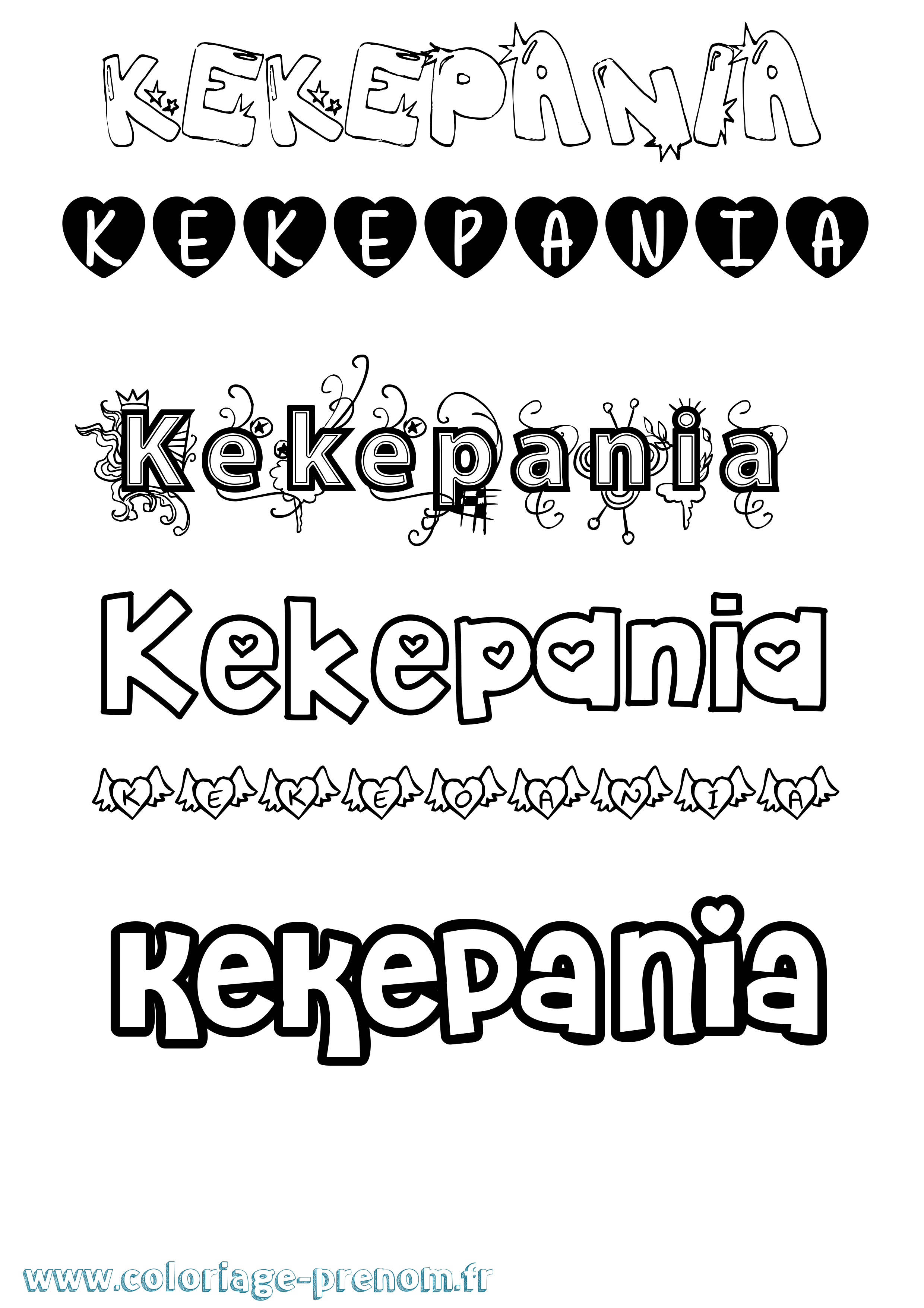 Coloriage Kekepania Girly Coloriage prénom Kekepania Girly