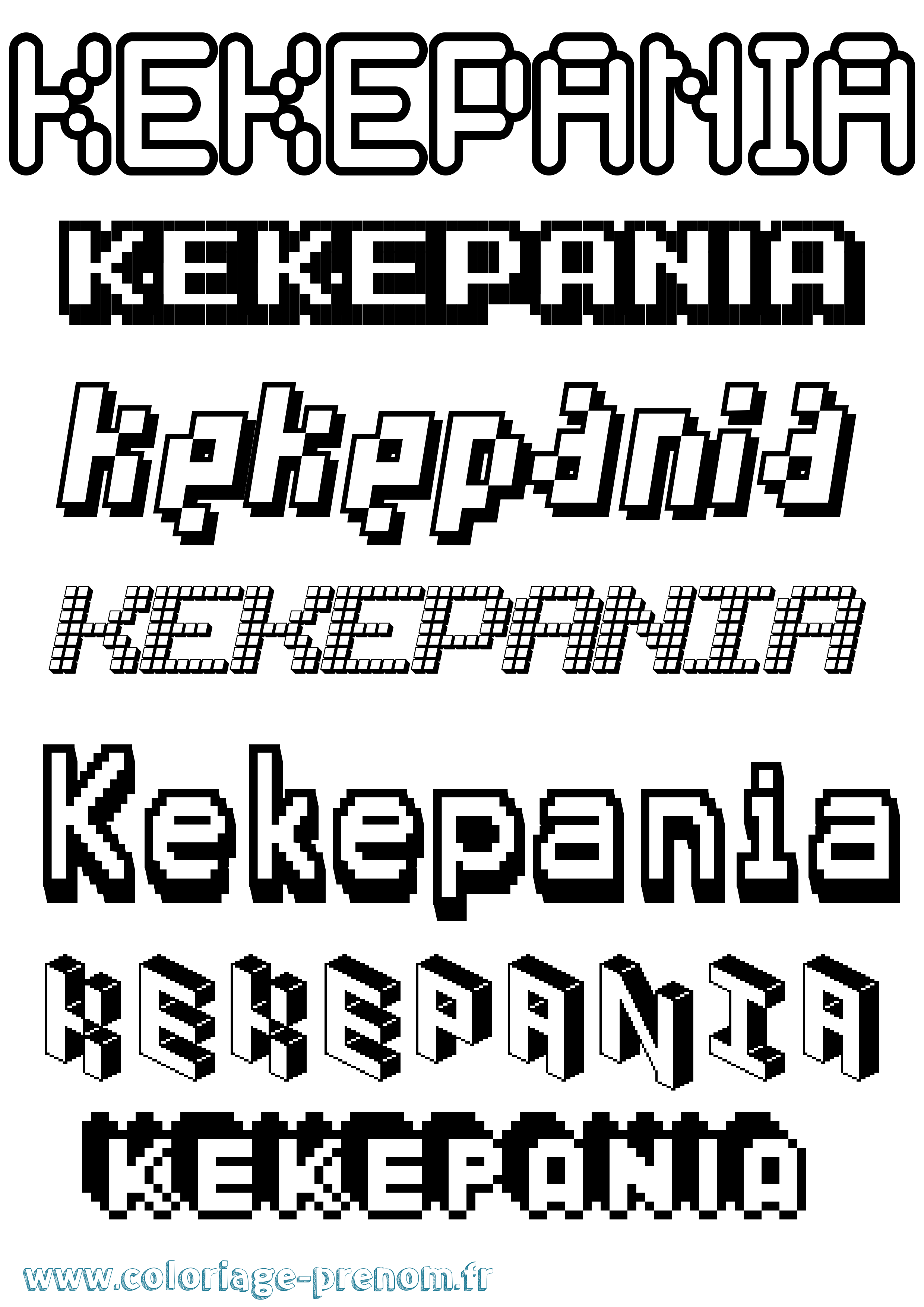 Coloriage Kekepania Pixel Coloriage prénom Kekepania Pixel