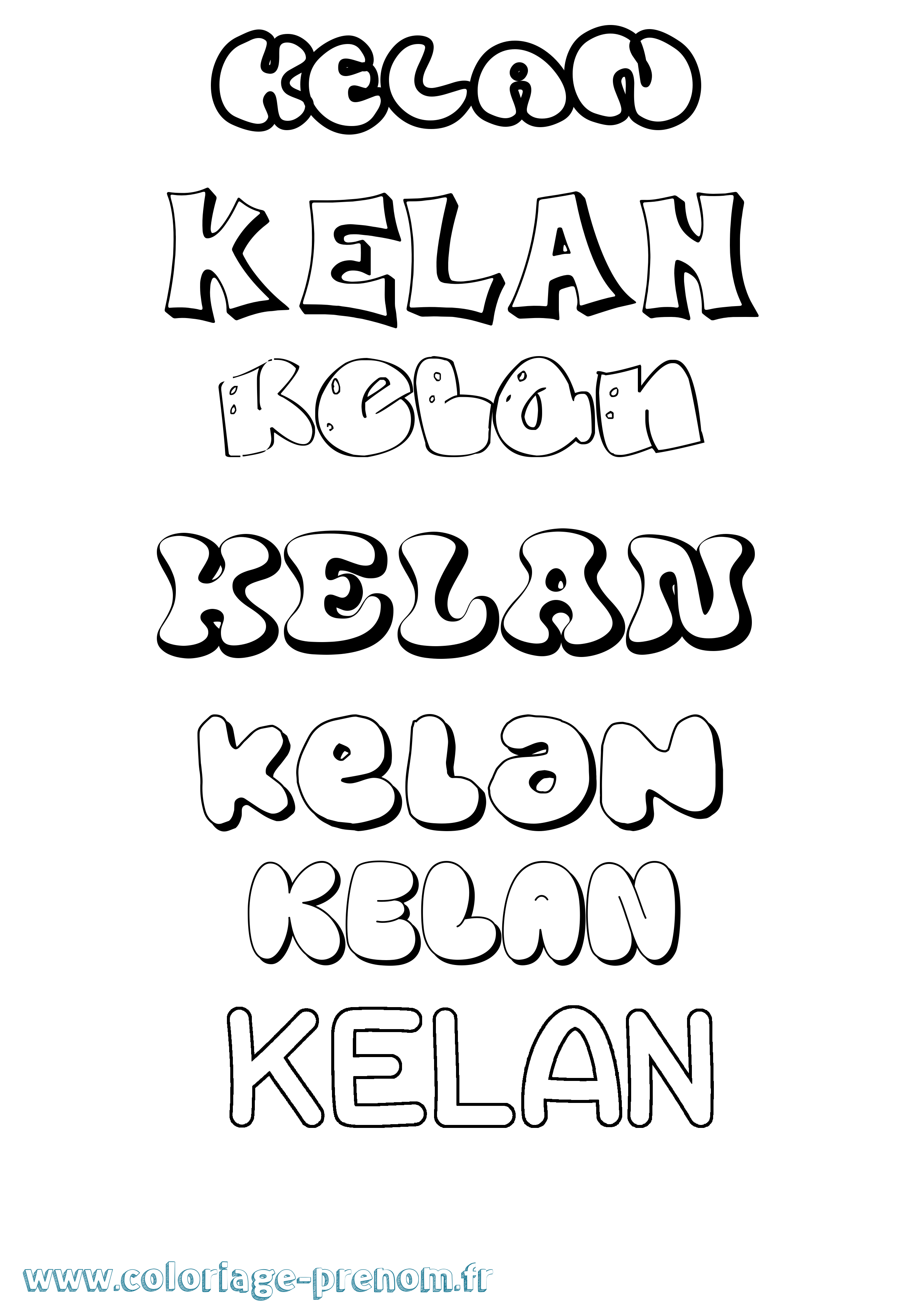 Coloriage Kelan Bubble Coloriage prénom Kelan Bubble