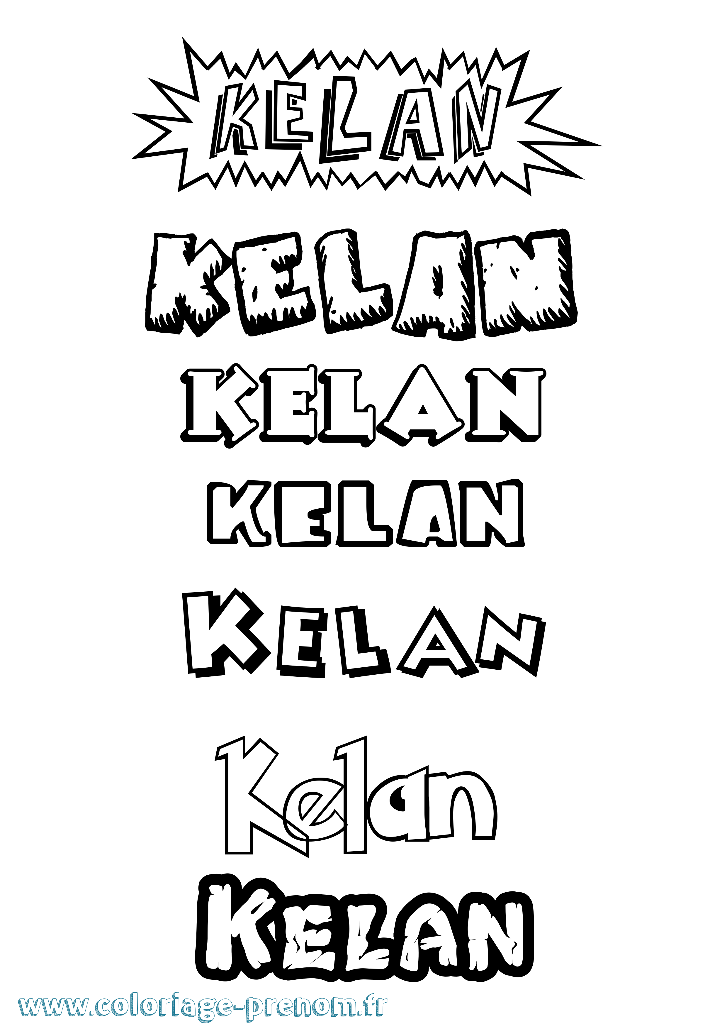 Coloriage Kelan Dessin Animé Coloriage prénom Kelan Dessin Animé