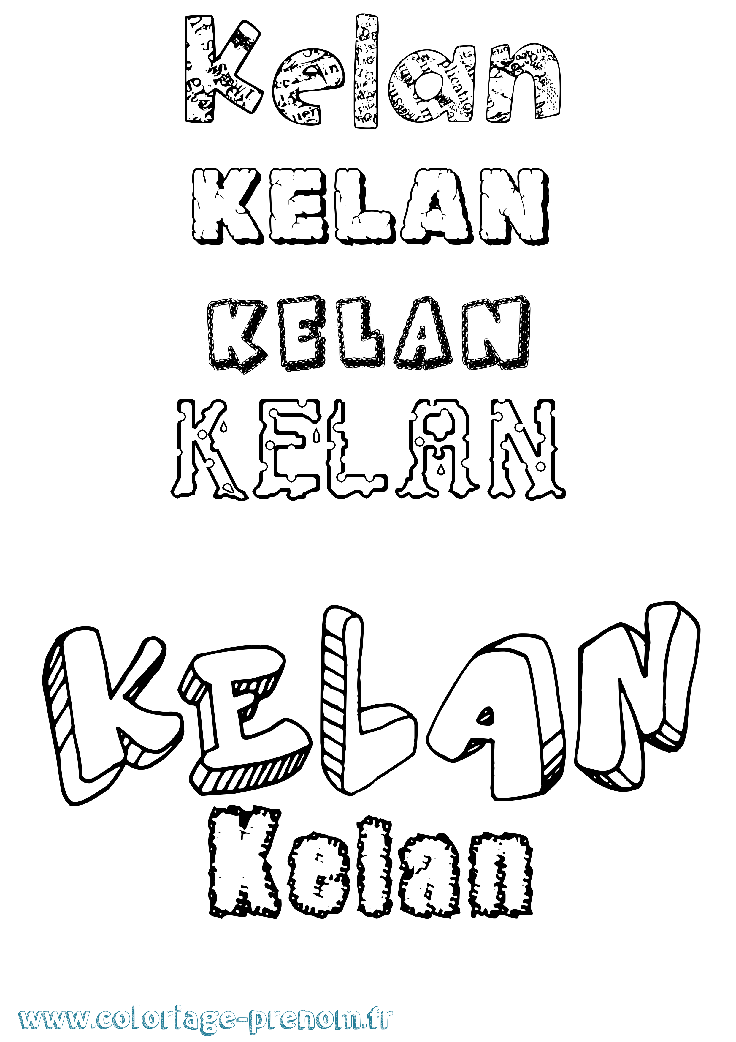Coloriage Kelan Destructuré Coloriage prénom Kelan Destructuré