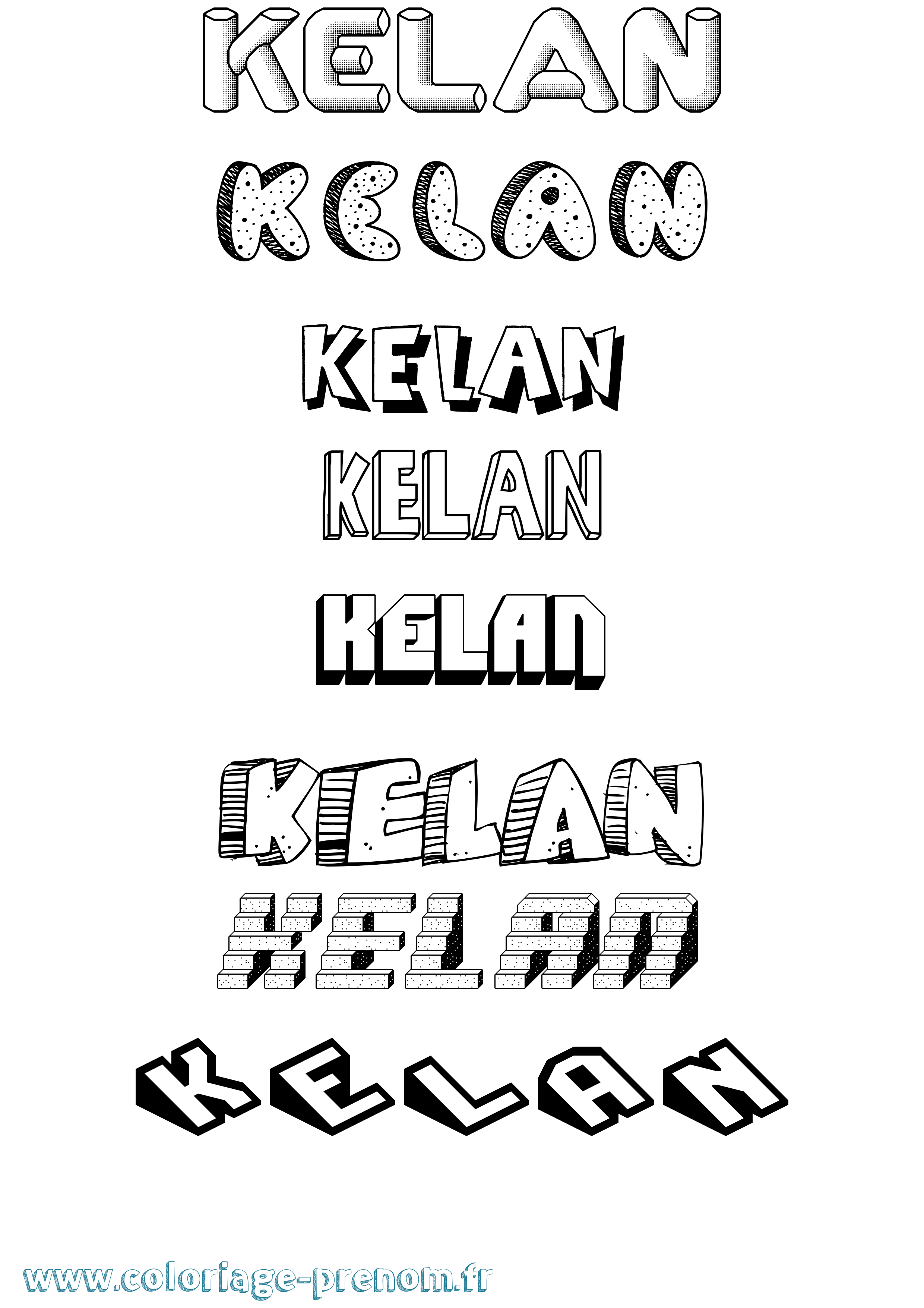 Coloriage Kelan Effet 3D Coloriage prénom Kelan Effet 3D