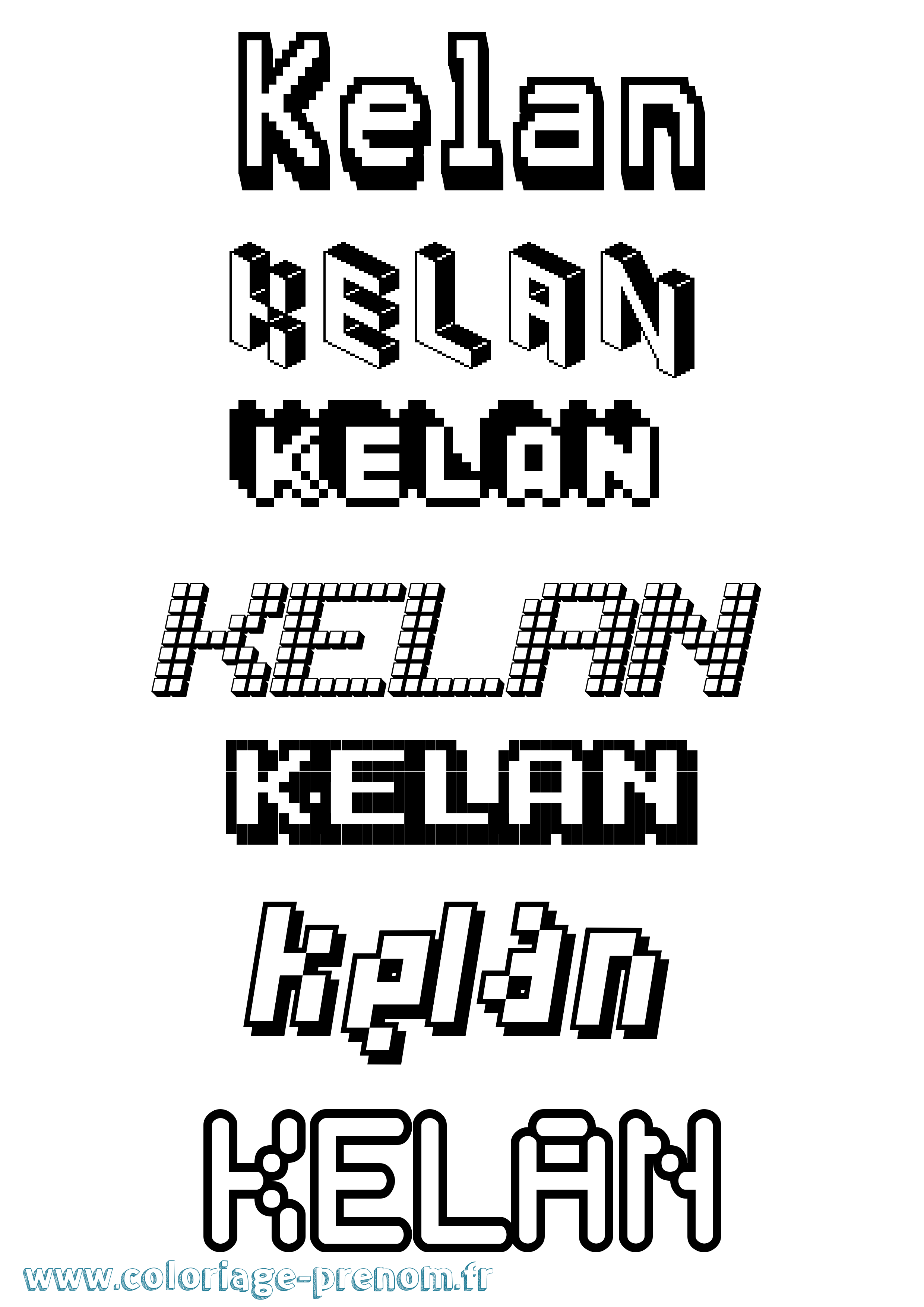 Coloriage Kelan Pixel Coloriage prénom Kelan Pixel