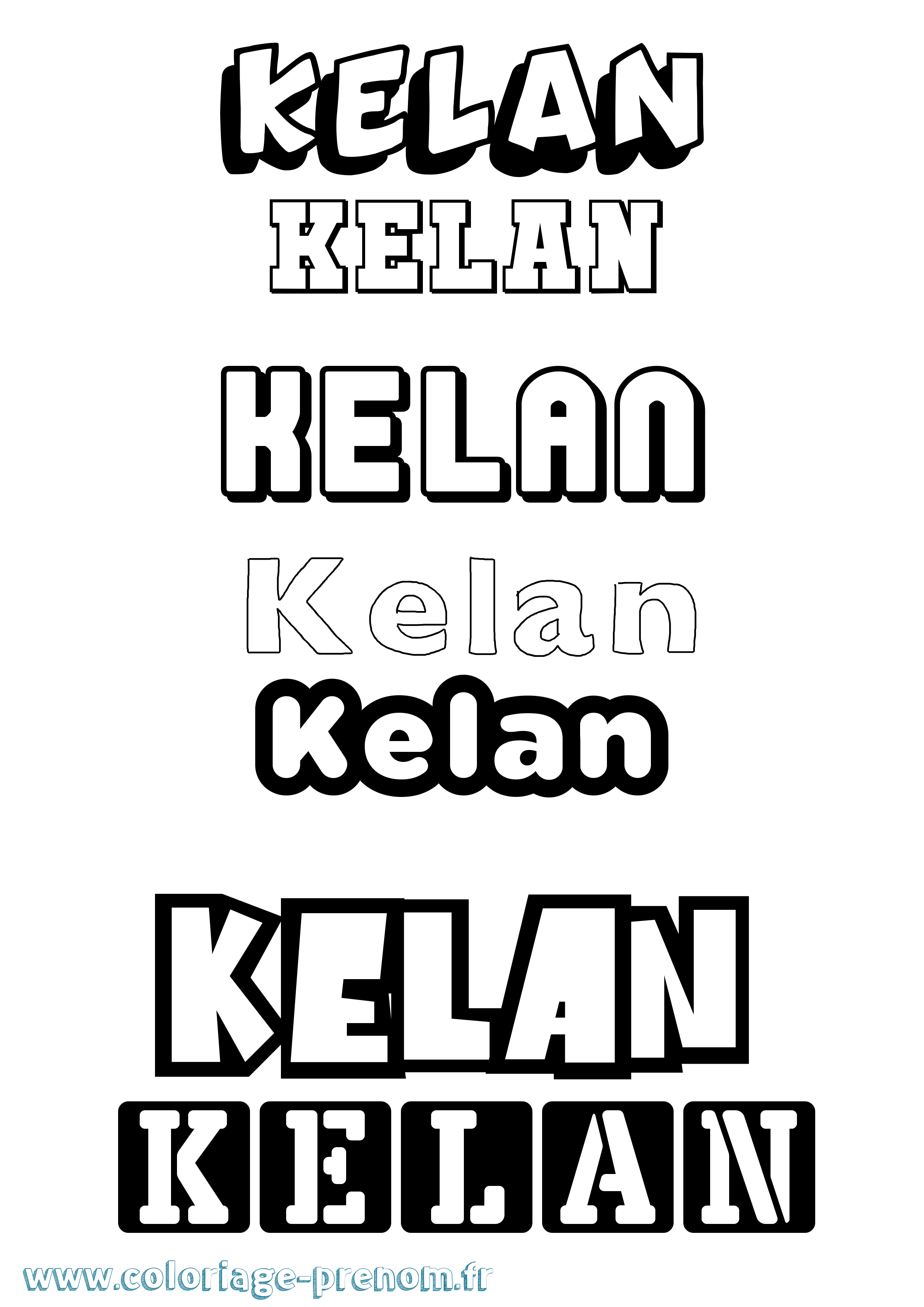 Coloriage Kelan Simple Coloriage prénom Kelan Simple