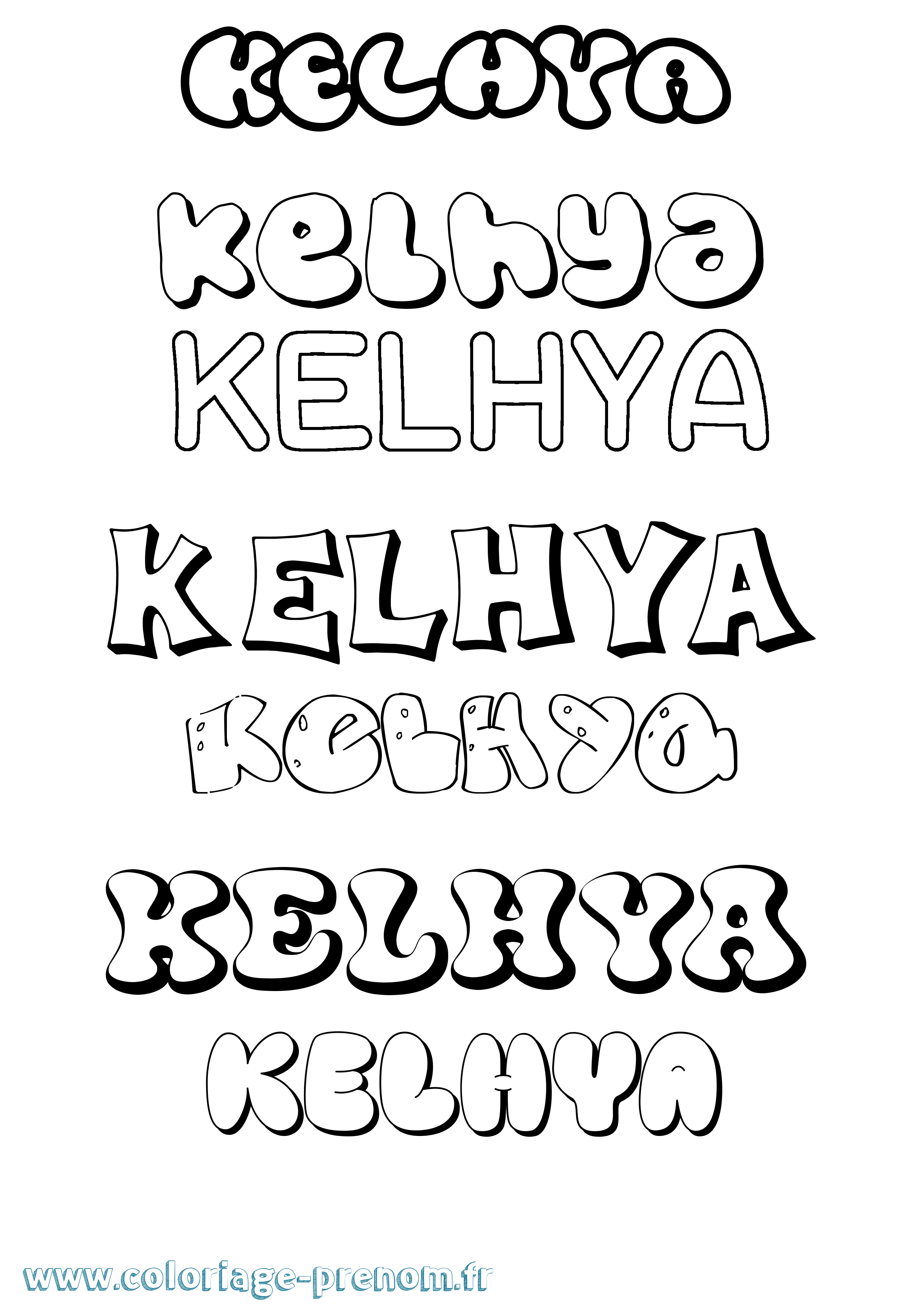 Coloriage Kelhya Bubble Coloriage prénom Kelhya Bubble
