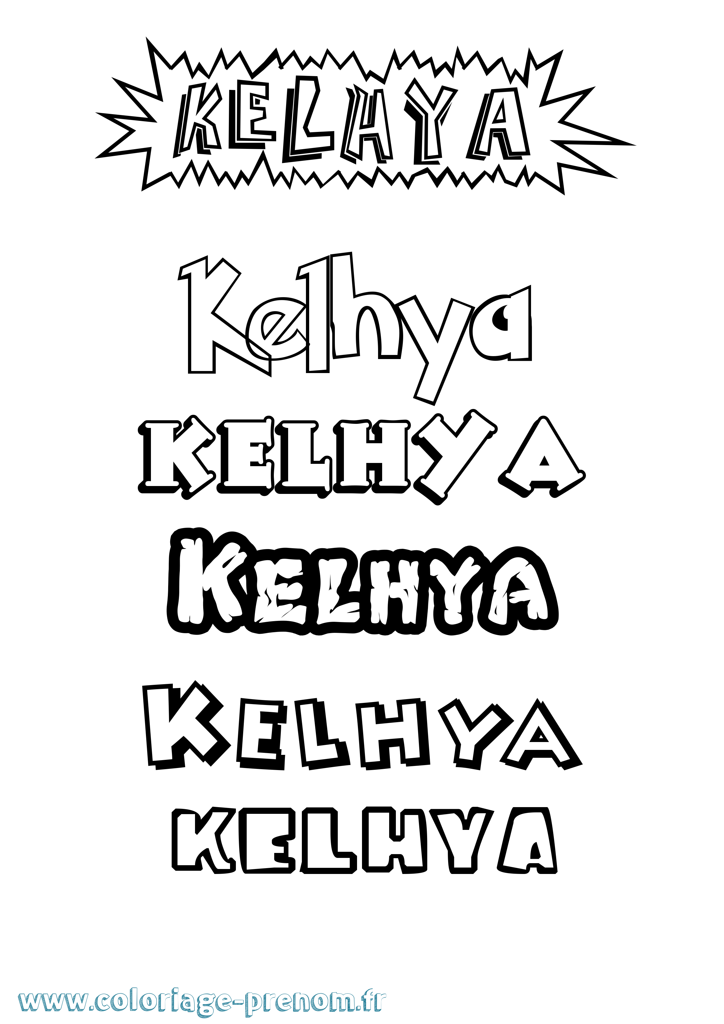 Coloriage Kelhya Dessin Animé Coloriage prénom Kelhya Dessin Animé