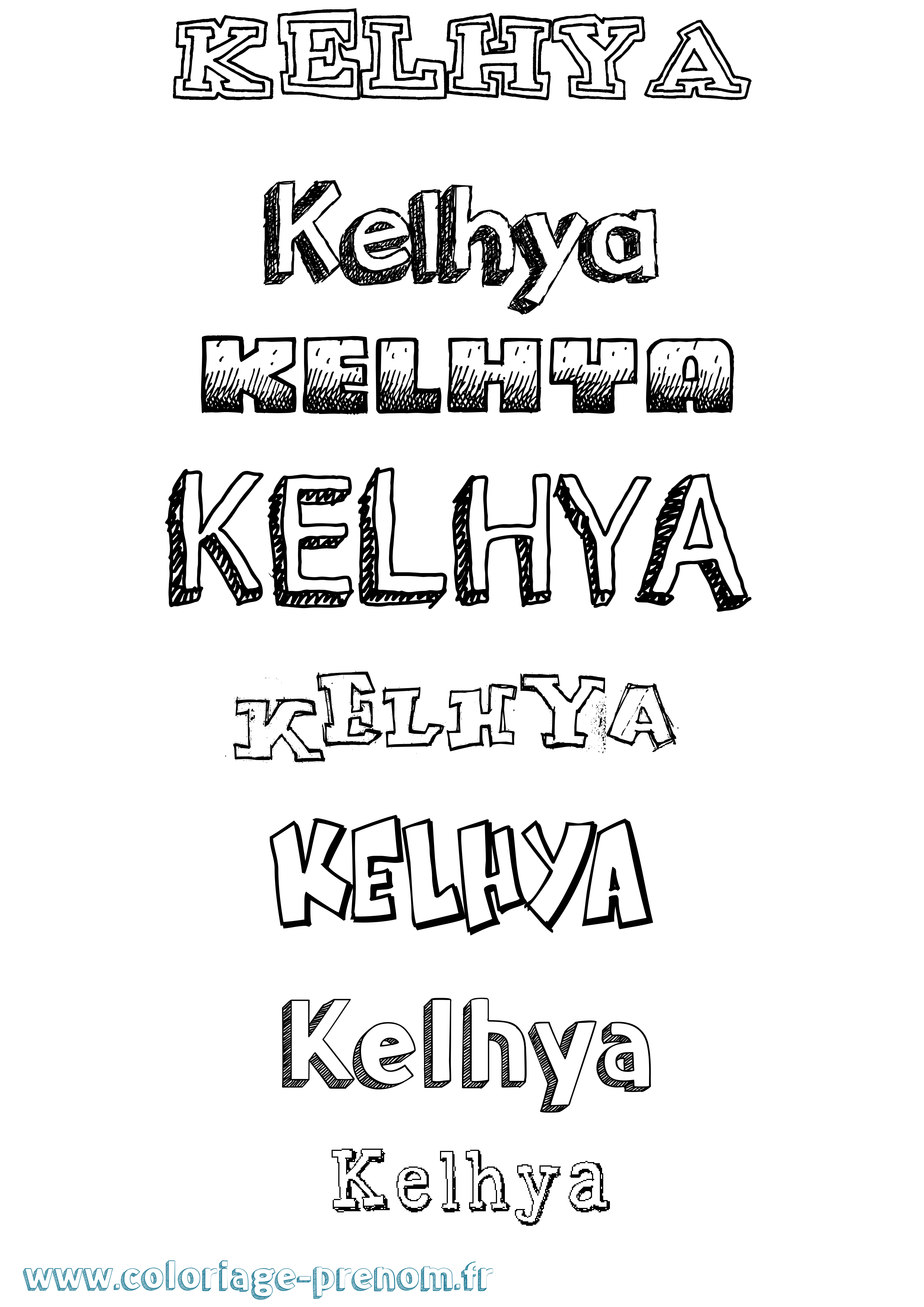 Coloriage Kelhya Dessiné Coloriage prénom Kelhya Dessiné