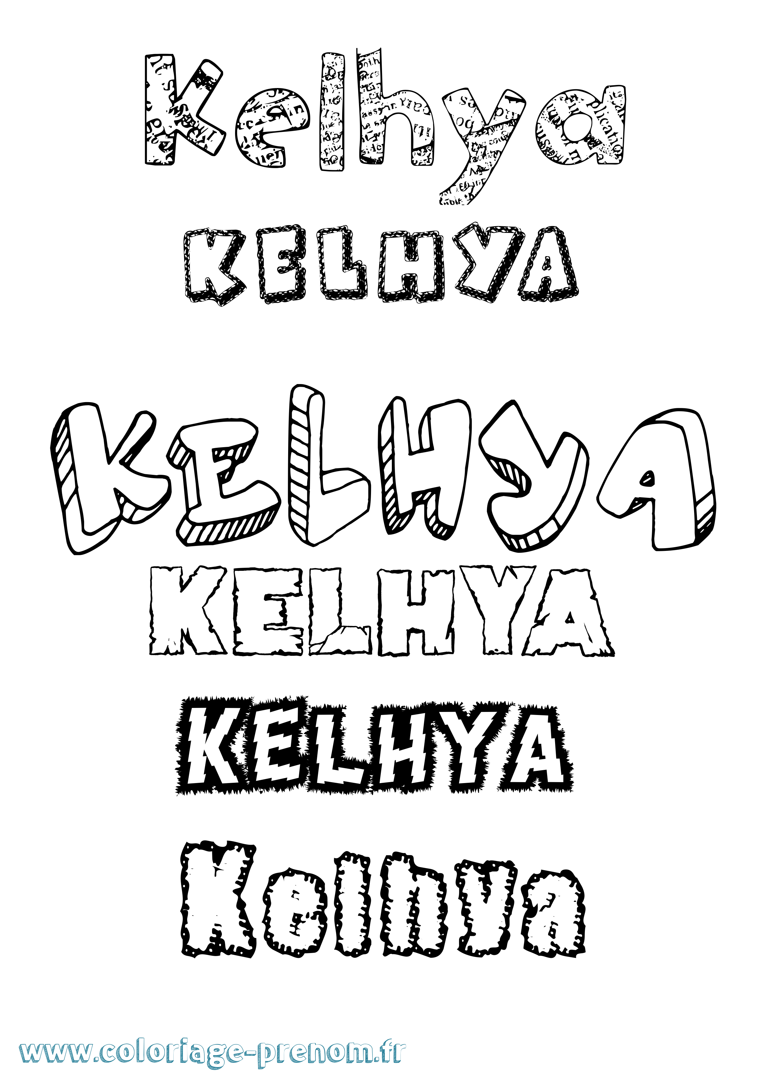 Coloriage Kelhya Destructuré Coloriage prénom Kelhya Destructuré