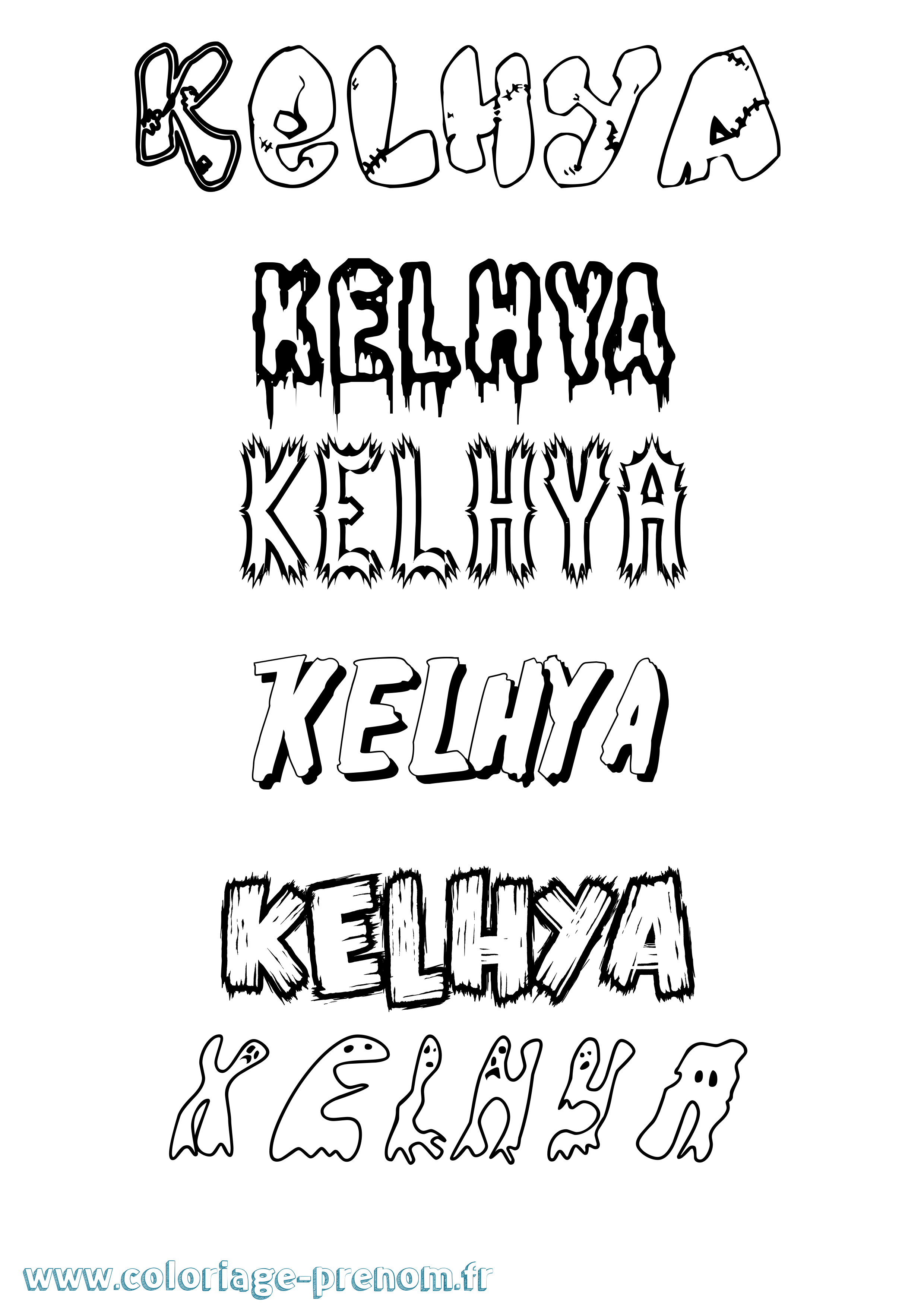 Coloriage Kelhya Frisson Coloriage prénom Kelhya Frisson
