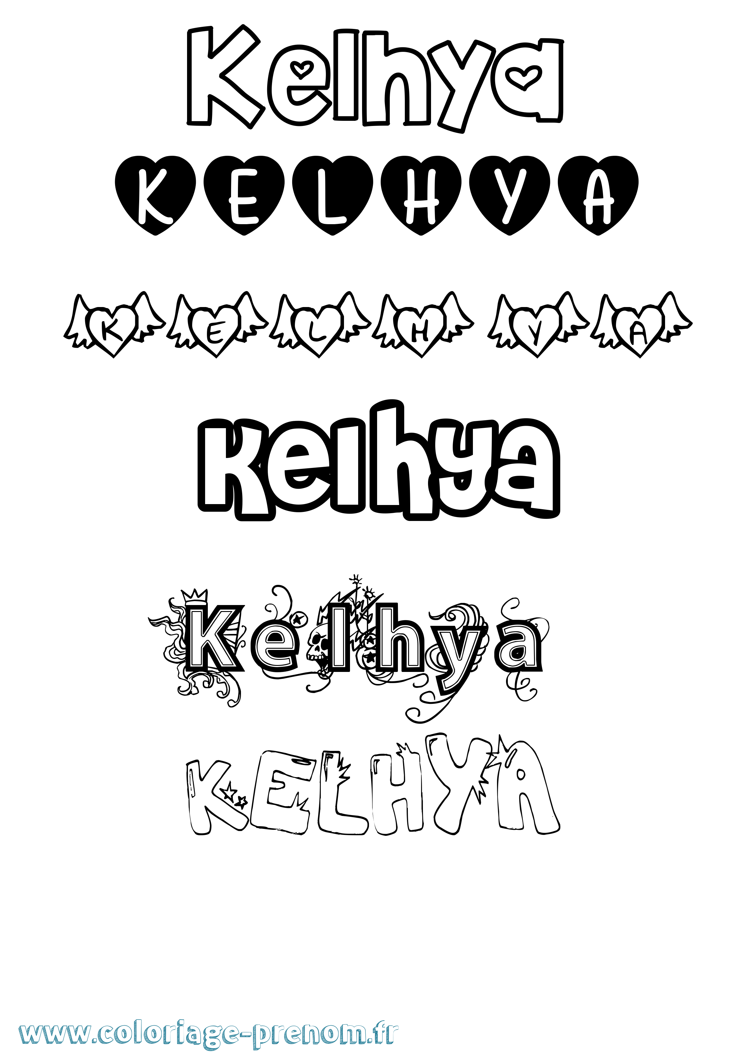 Coloriage Kelhya Girly Coloriage prénom Kelhya Girly