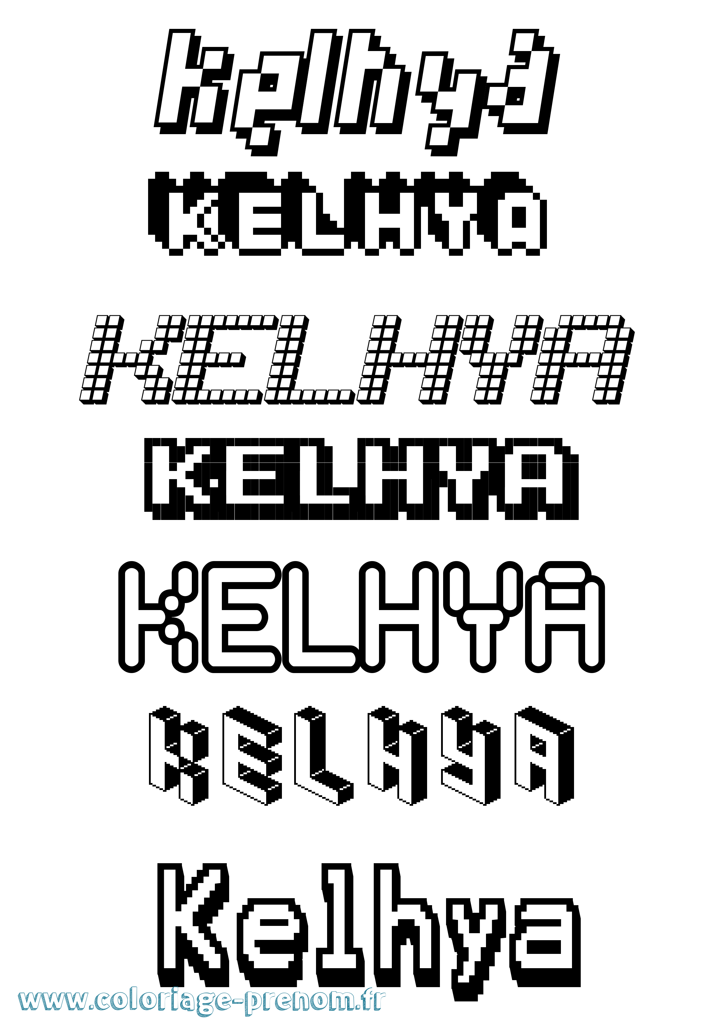 Coloriage Kelhya Pixel Coloriage prénom Kelhya Pixel