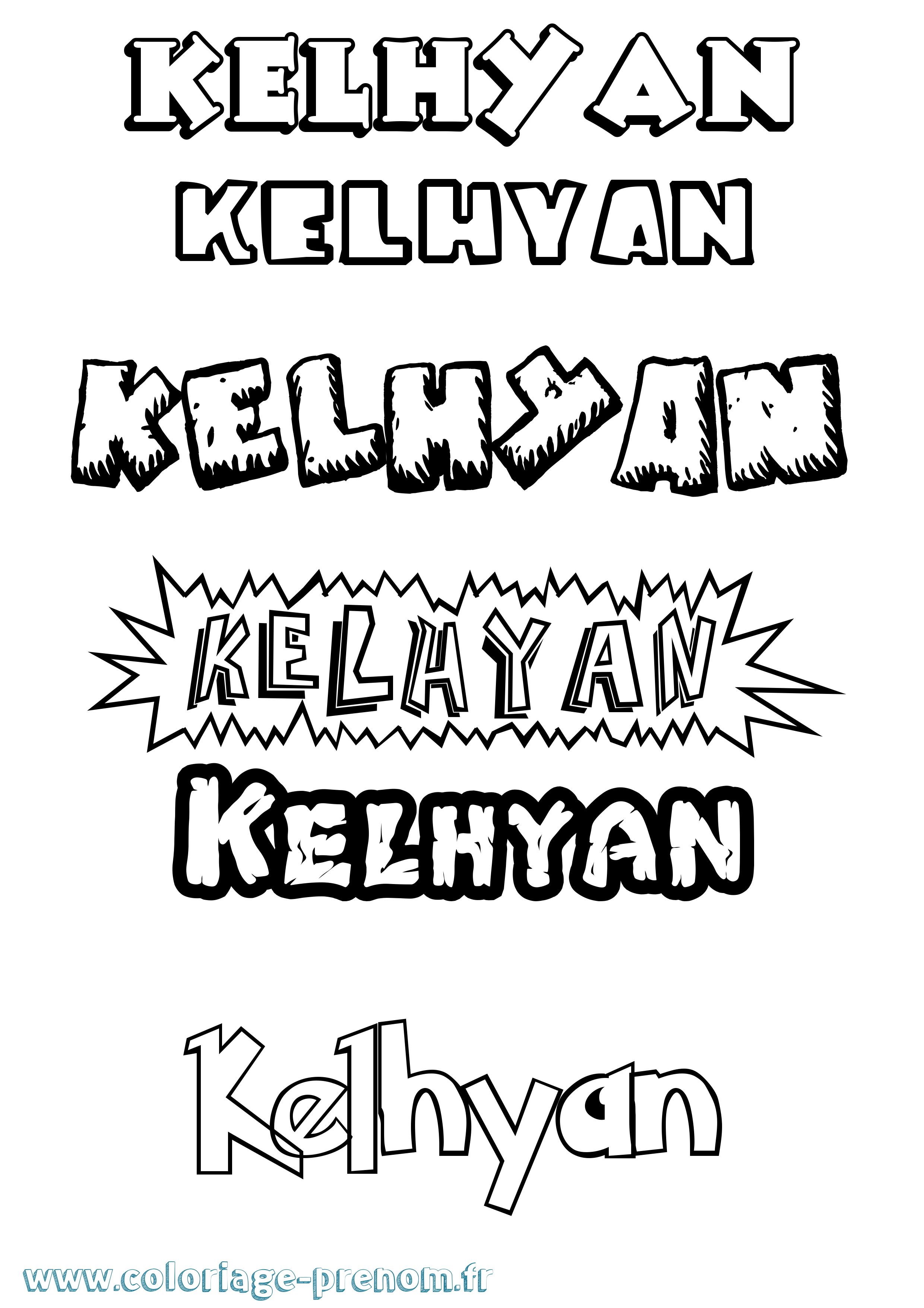 Coloriage Kelhyan Dessin Animé Coloriage prénom Kelhyan Dessin Animé