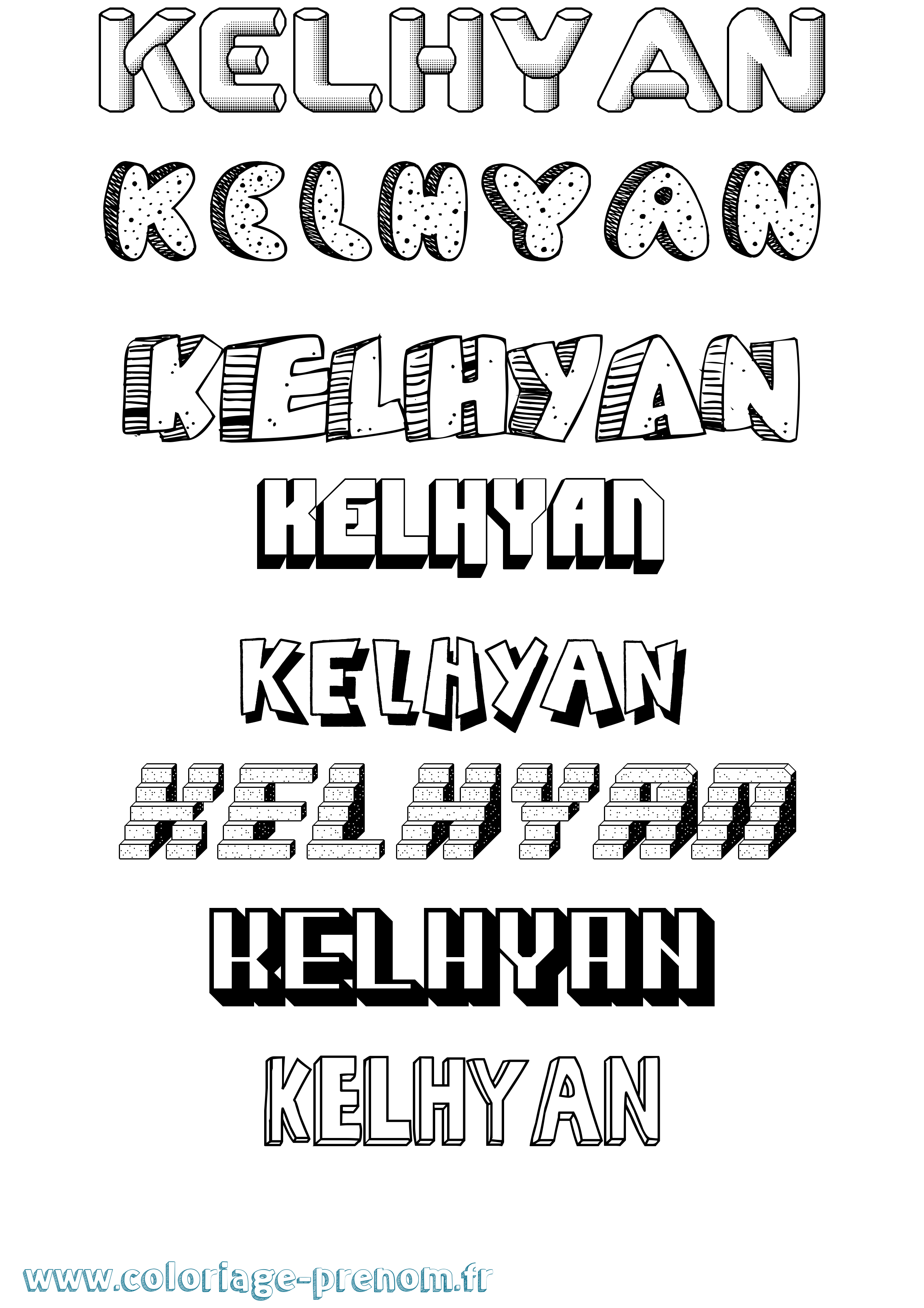 Coloriage Kelhyan Effet 3D Coloriage prénom Kelhyan Effet 3D
