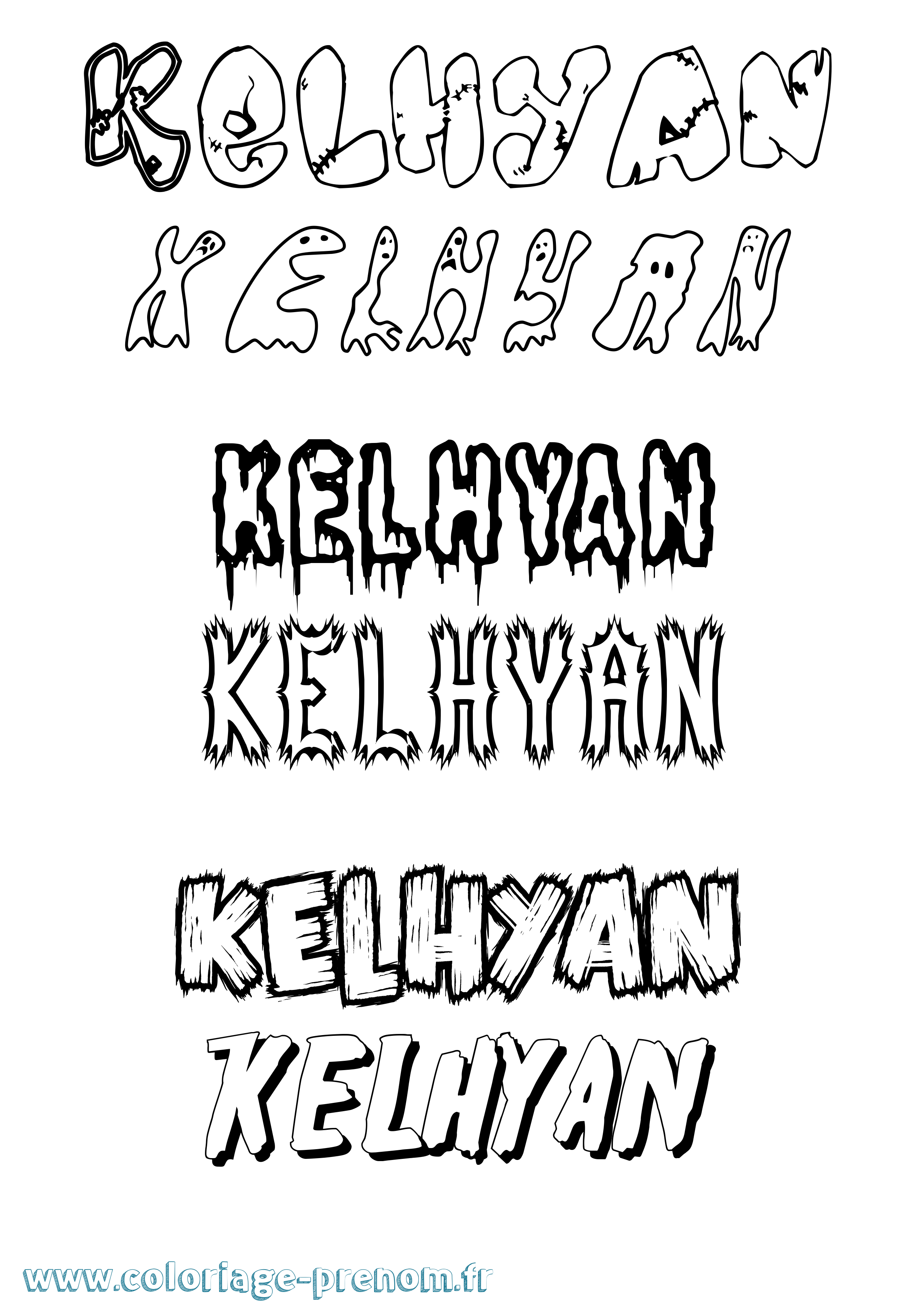 Coloriage Kelhyan Frisson Coloriage prénom Kelhyan Frisson
