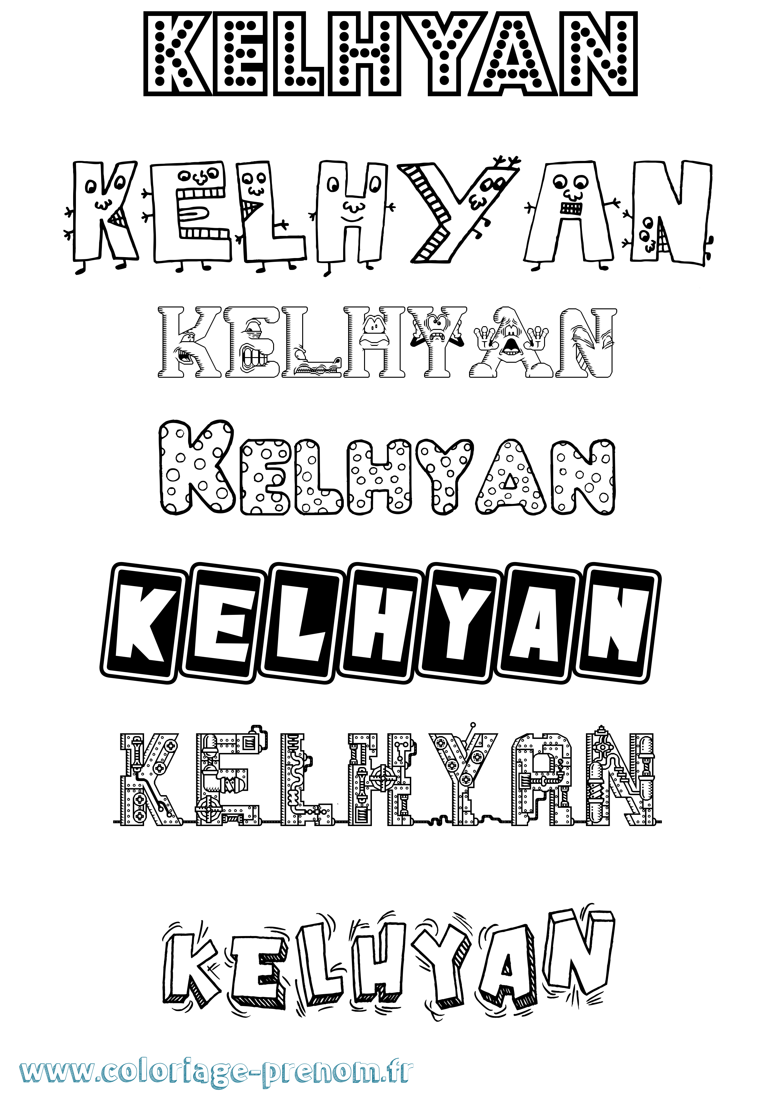 Coloriage Kelhyan Fun Coloriage prénom Kelhyan Fun