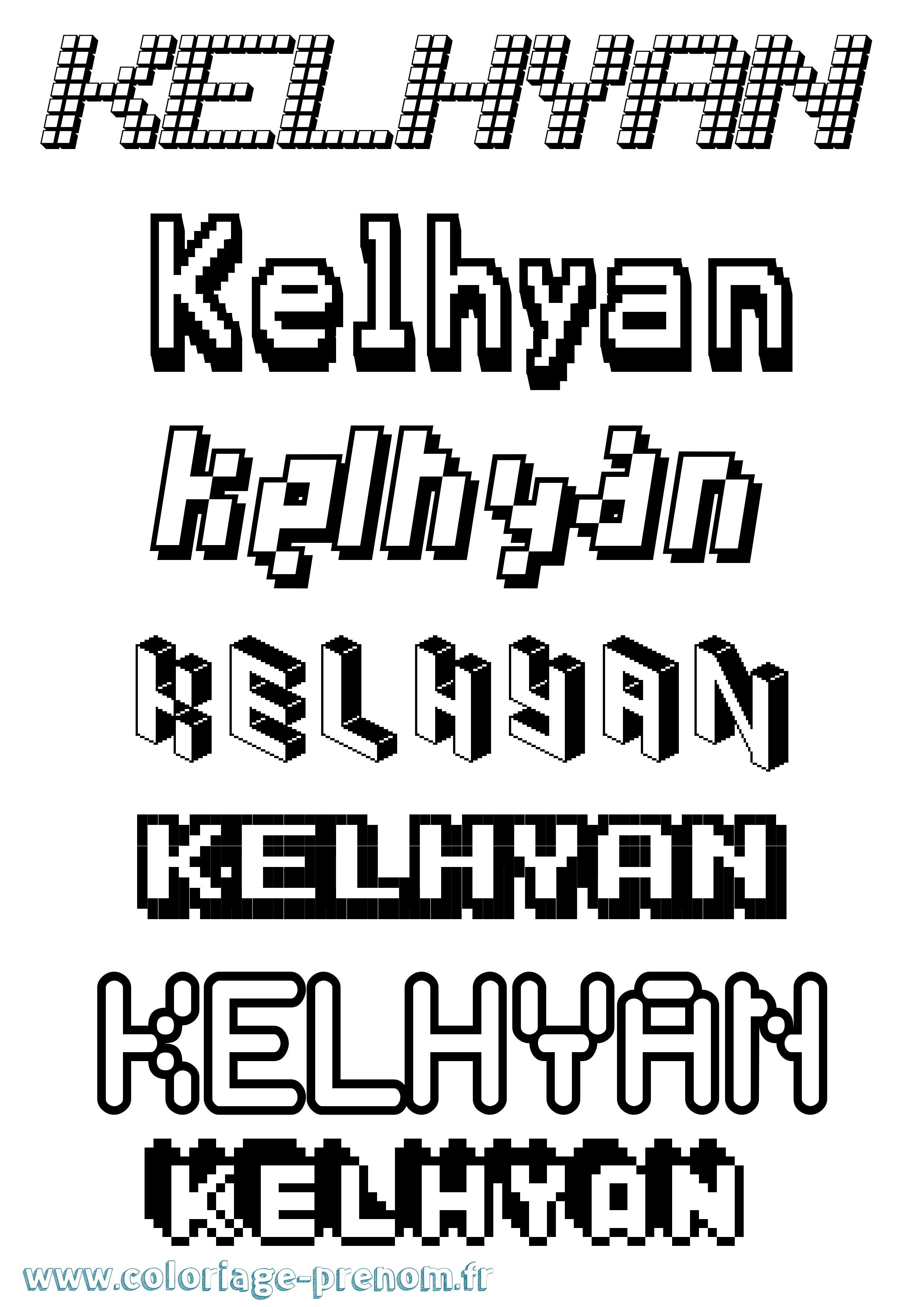 Coloriage Kelhyan Pixel Coloriage prénom Kelhyan Pixel