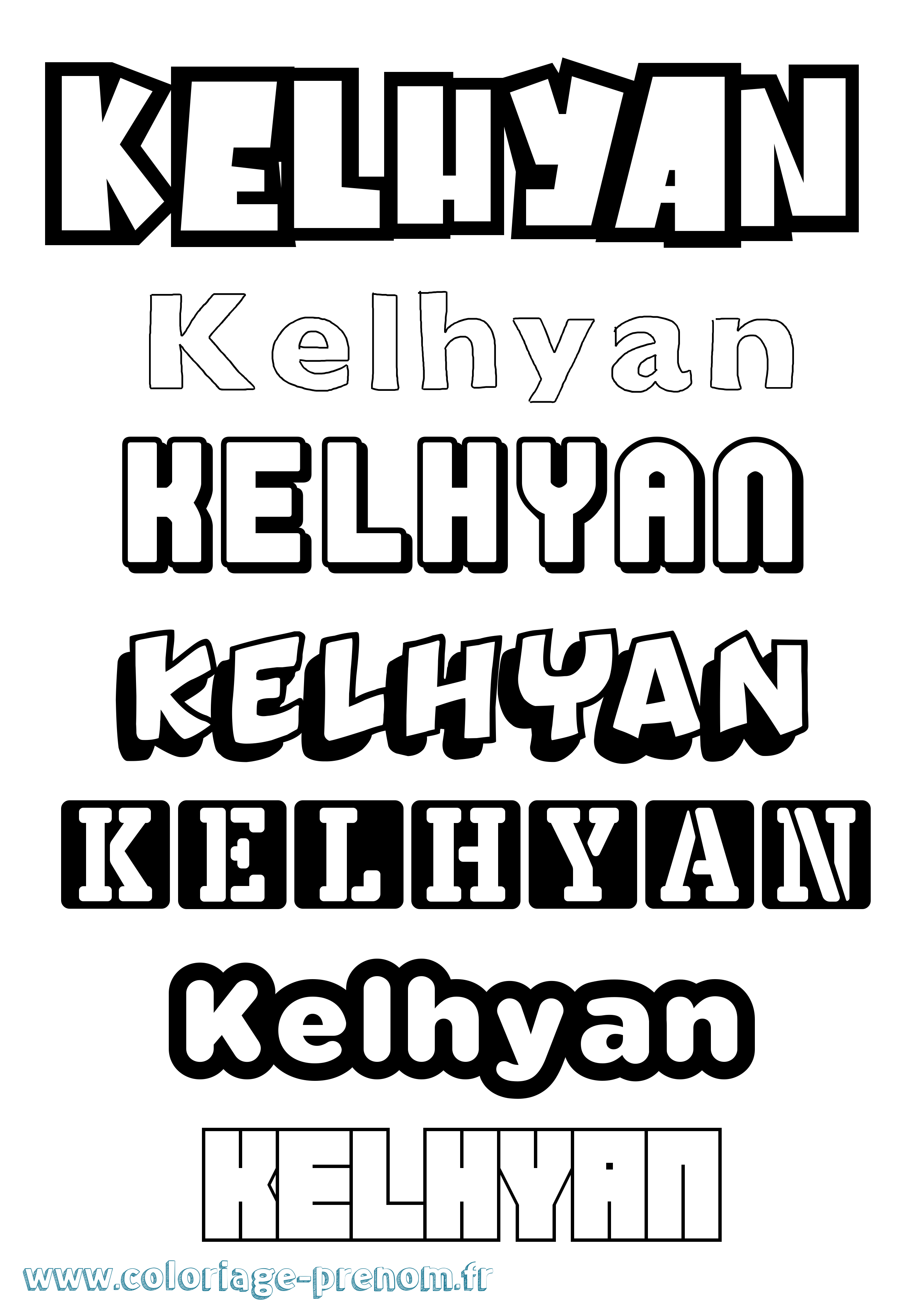 Coloriage Kelhyan Simple Coloriage prénom Kelhyan Simple