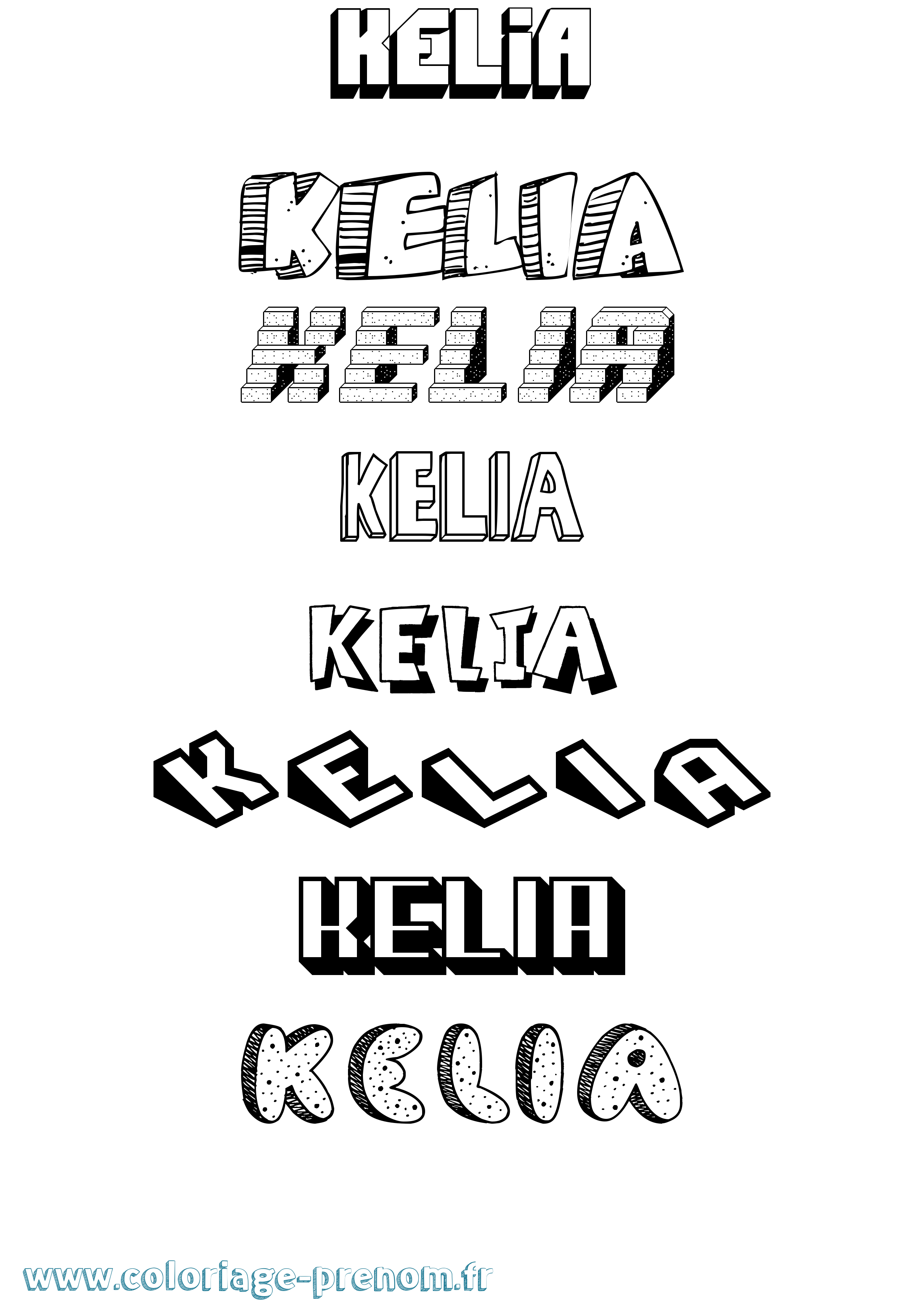 Coloriage Kelia Effet 3D Coloriage prénom Kelia Effet 3D
