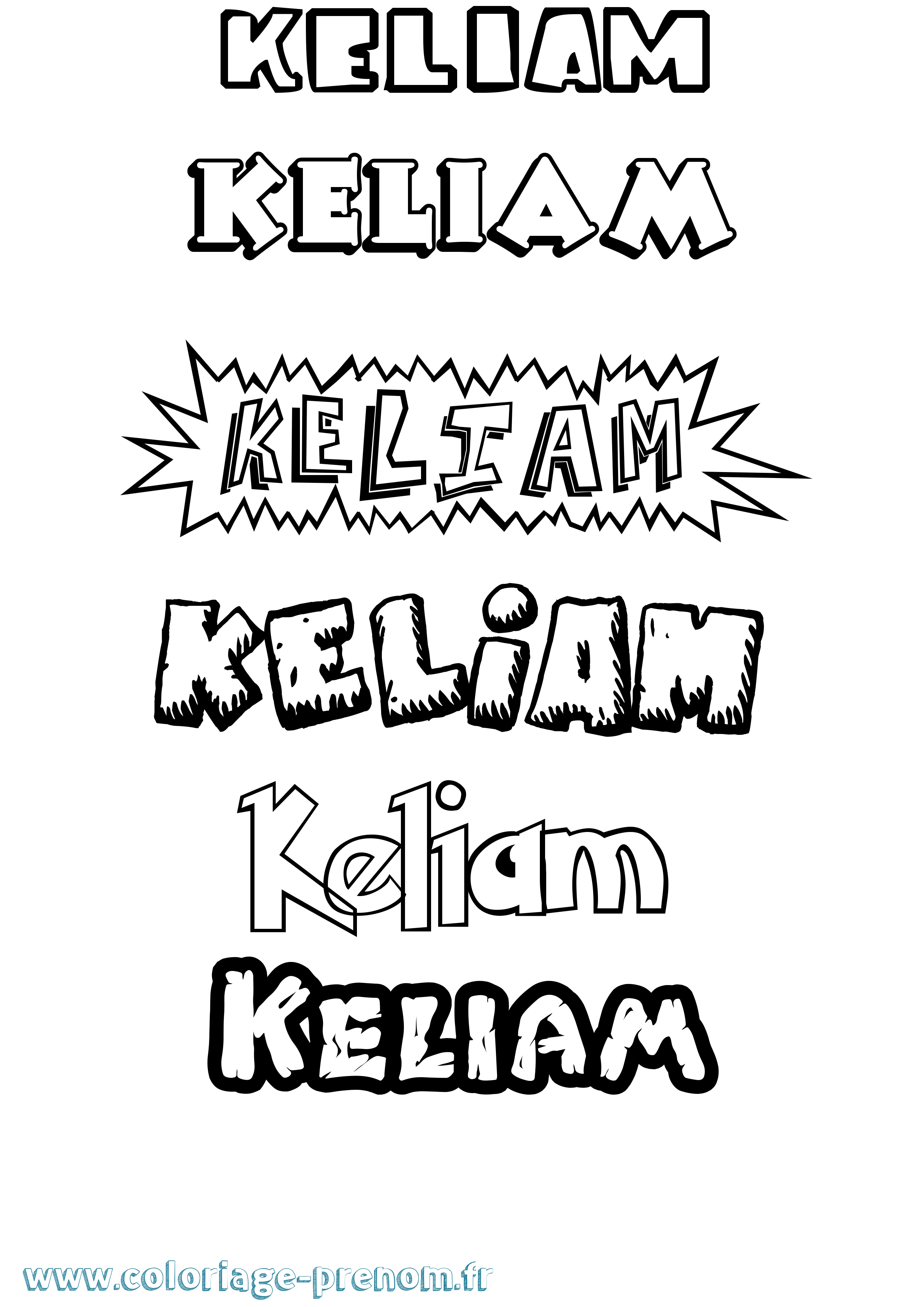 Coloriage Keliam Dessin Animé Coloriage prénom Keliam Dessin Animé