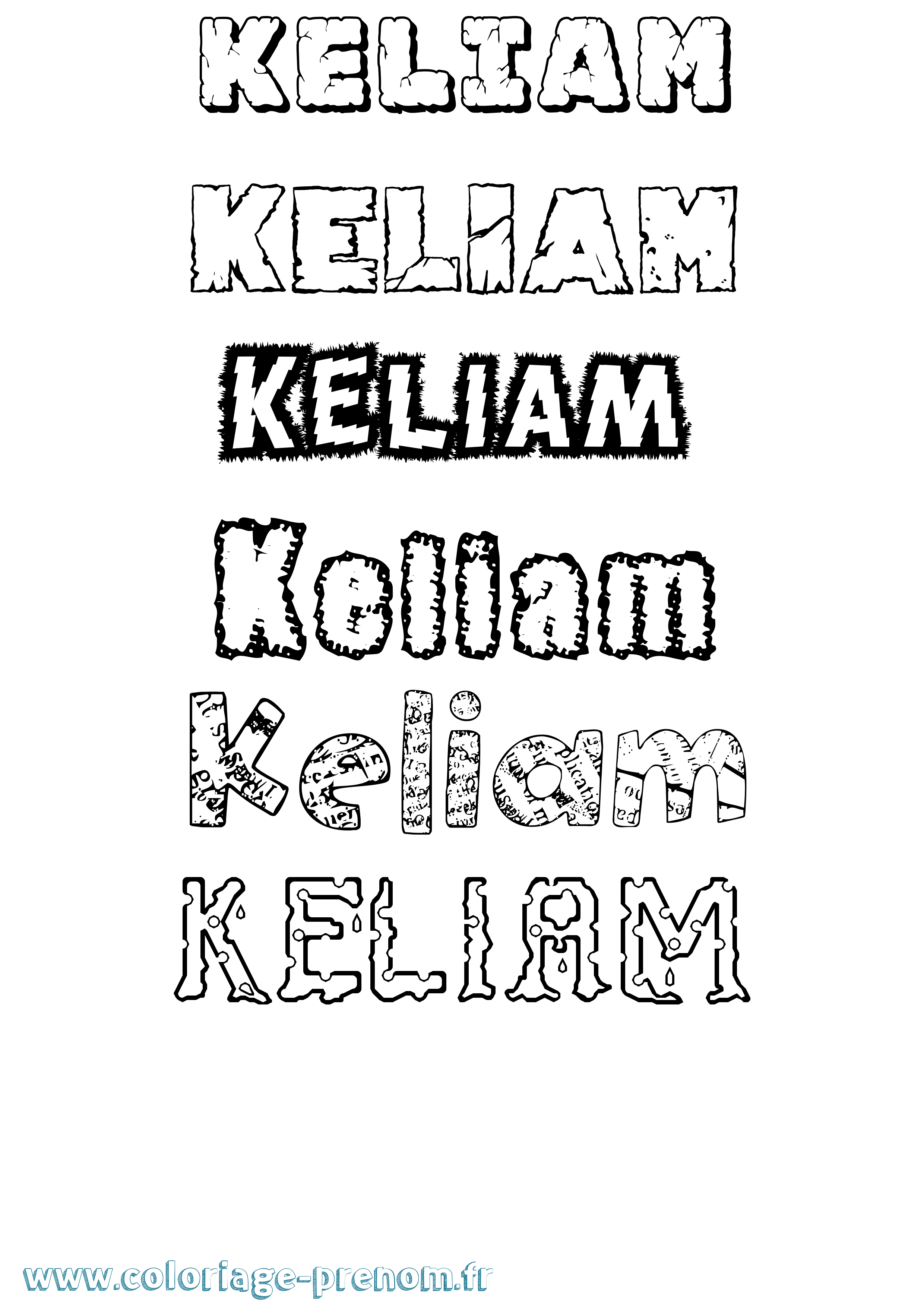 Coloriage Keliam Destructuré Coloriage prénom Keliam Destructuré