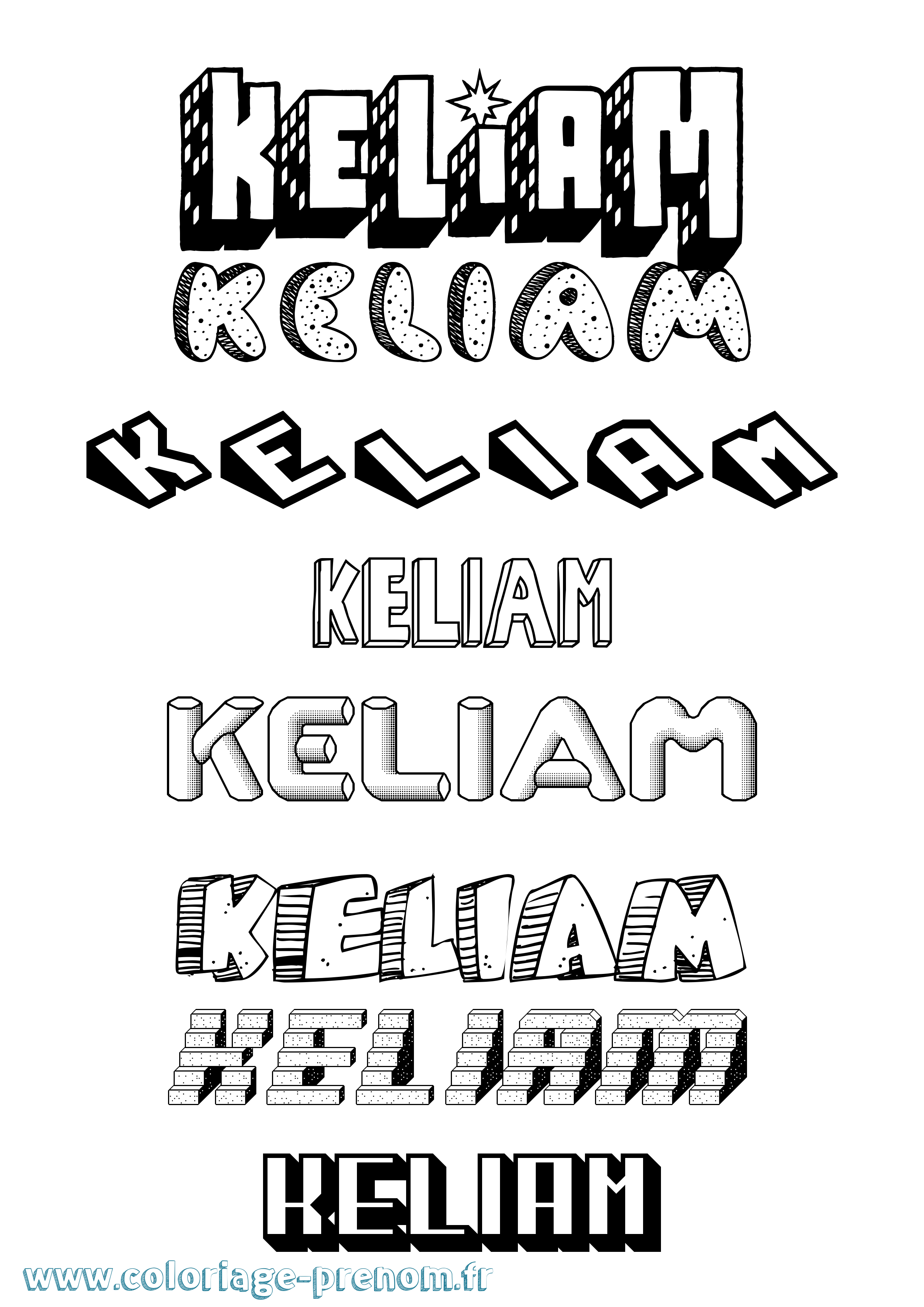 Coloriage Keliam Effet 3D Coloriage prénom Keliam Effet 3D