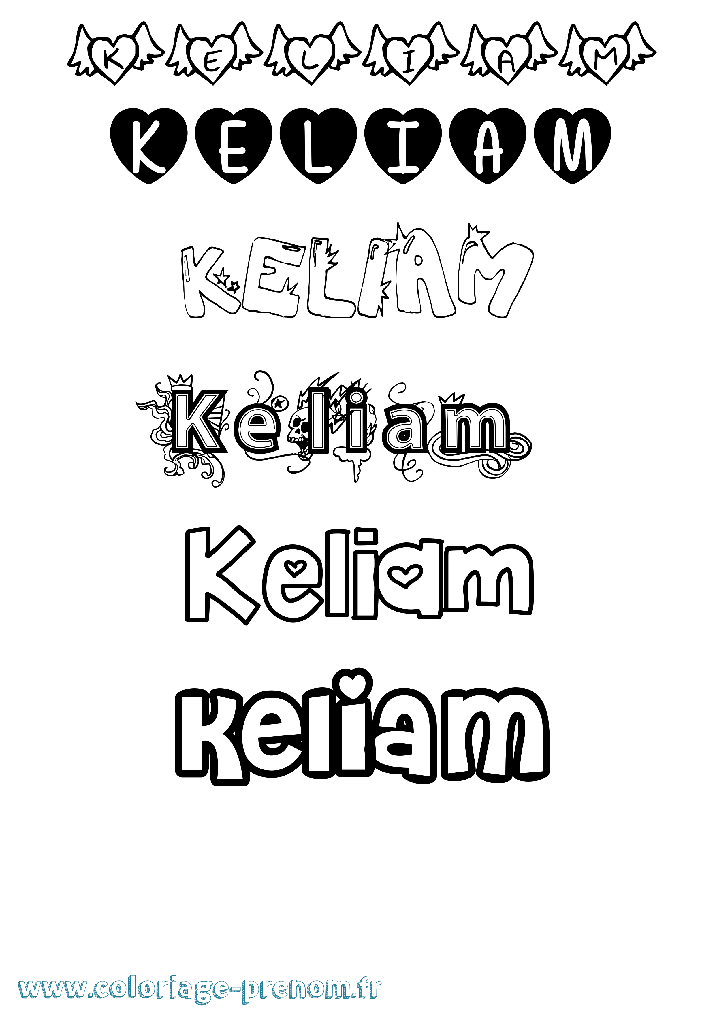 Coloriage Keliam Girly Coloriage prénom Keliam Girly