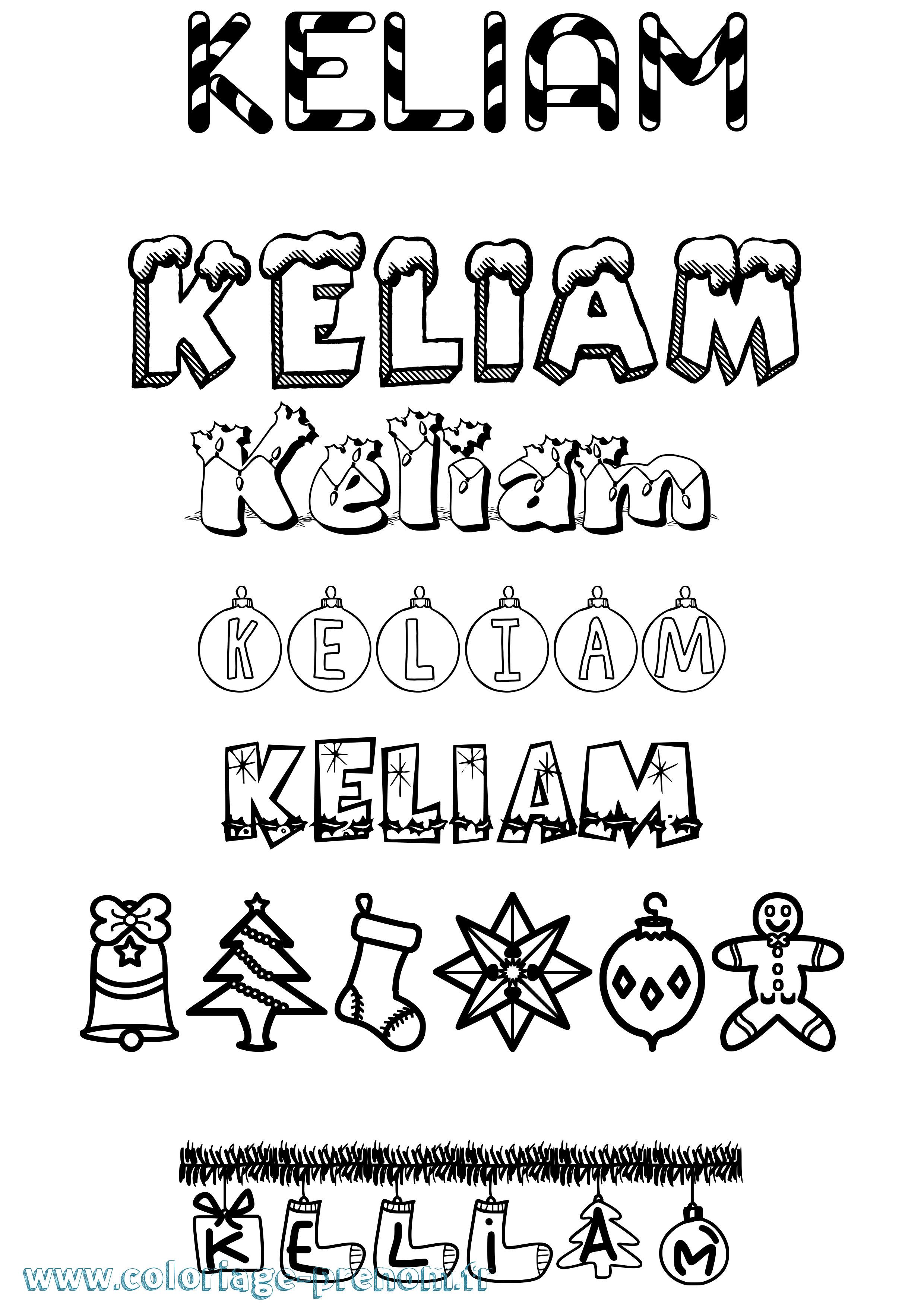 Coloriage Keliam Noël Coloriage prénom Keliam Noël