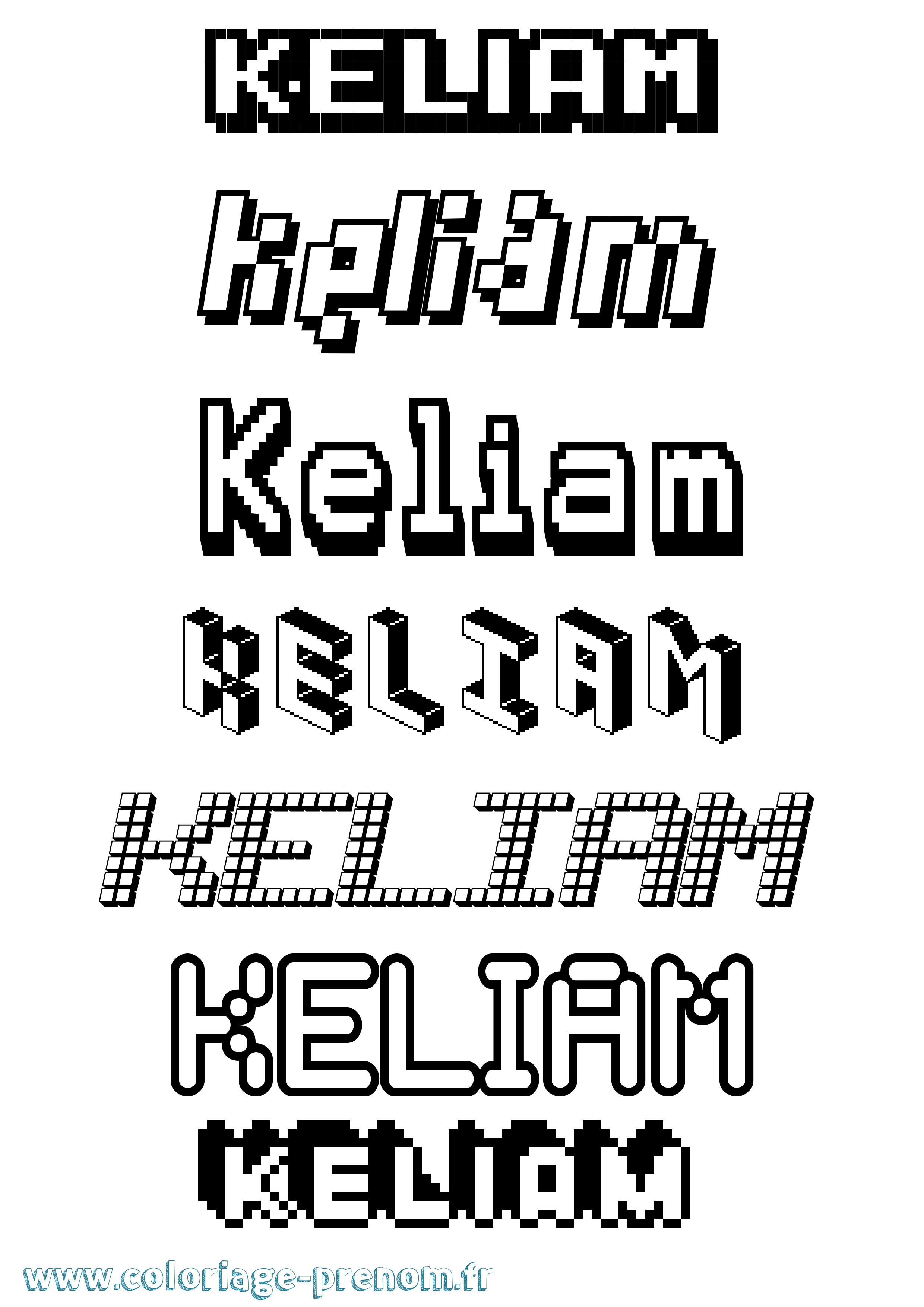 Coloriage Keliam Pixel Coloriage prénom Keliam Pixel