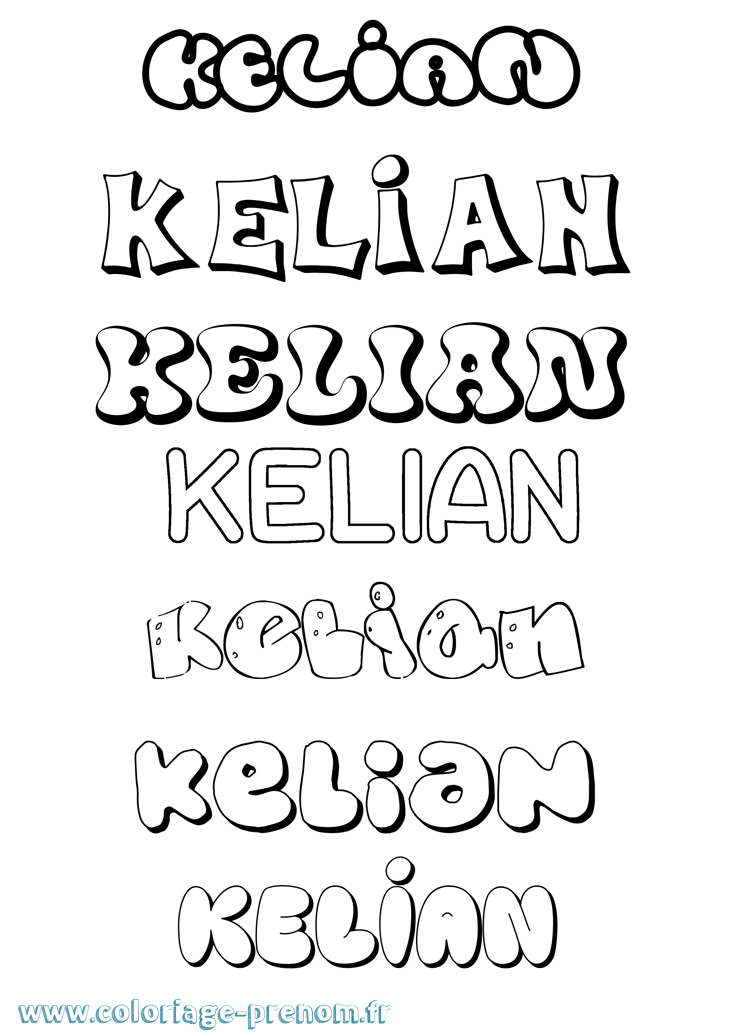 Coloriage Kelian Bubble Coloriage prénom Kelian Bubble