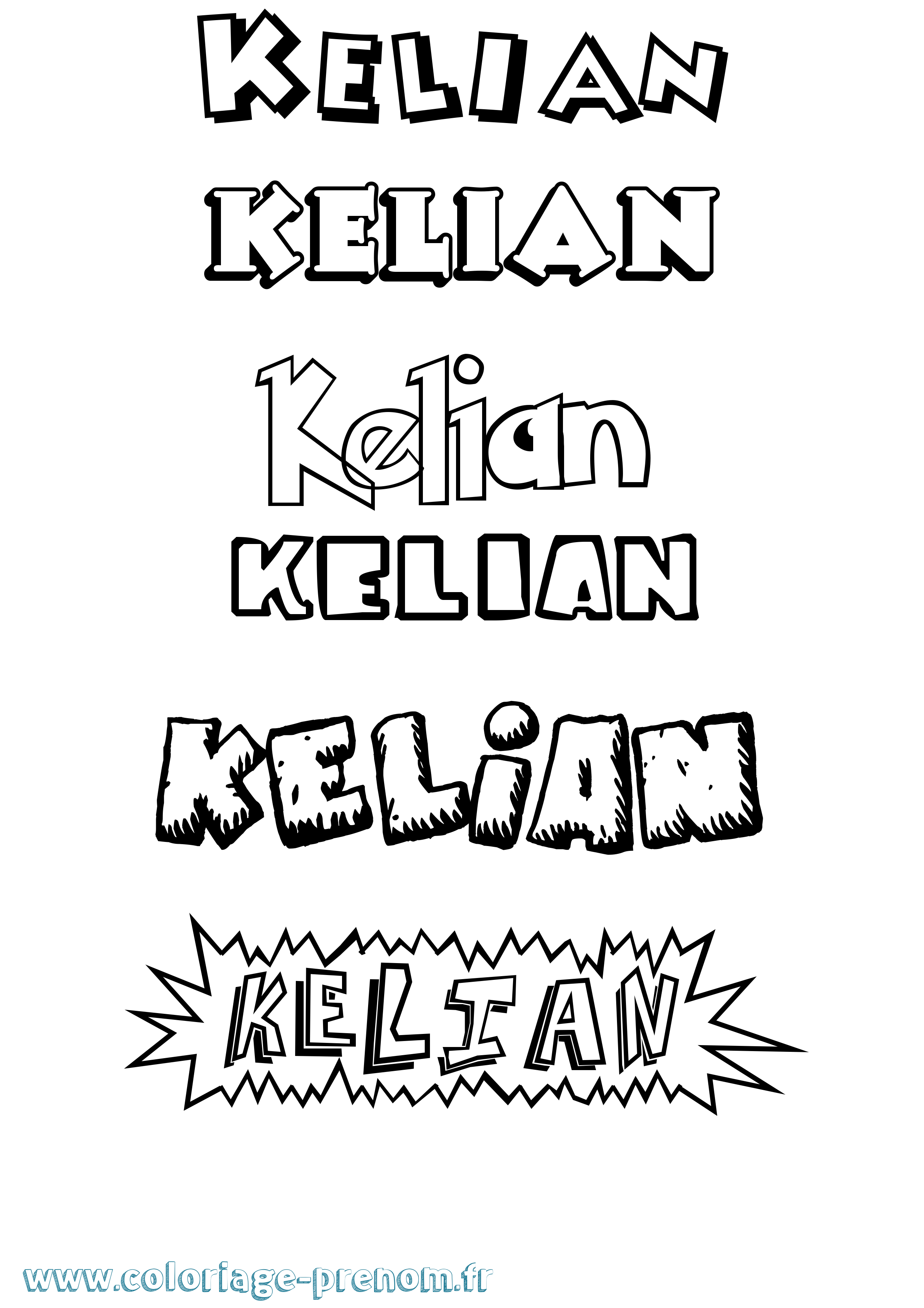 Coloriage Kelian Dessin Animé Coloriage prénom Kelian Dessin Animé