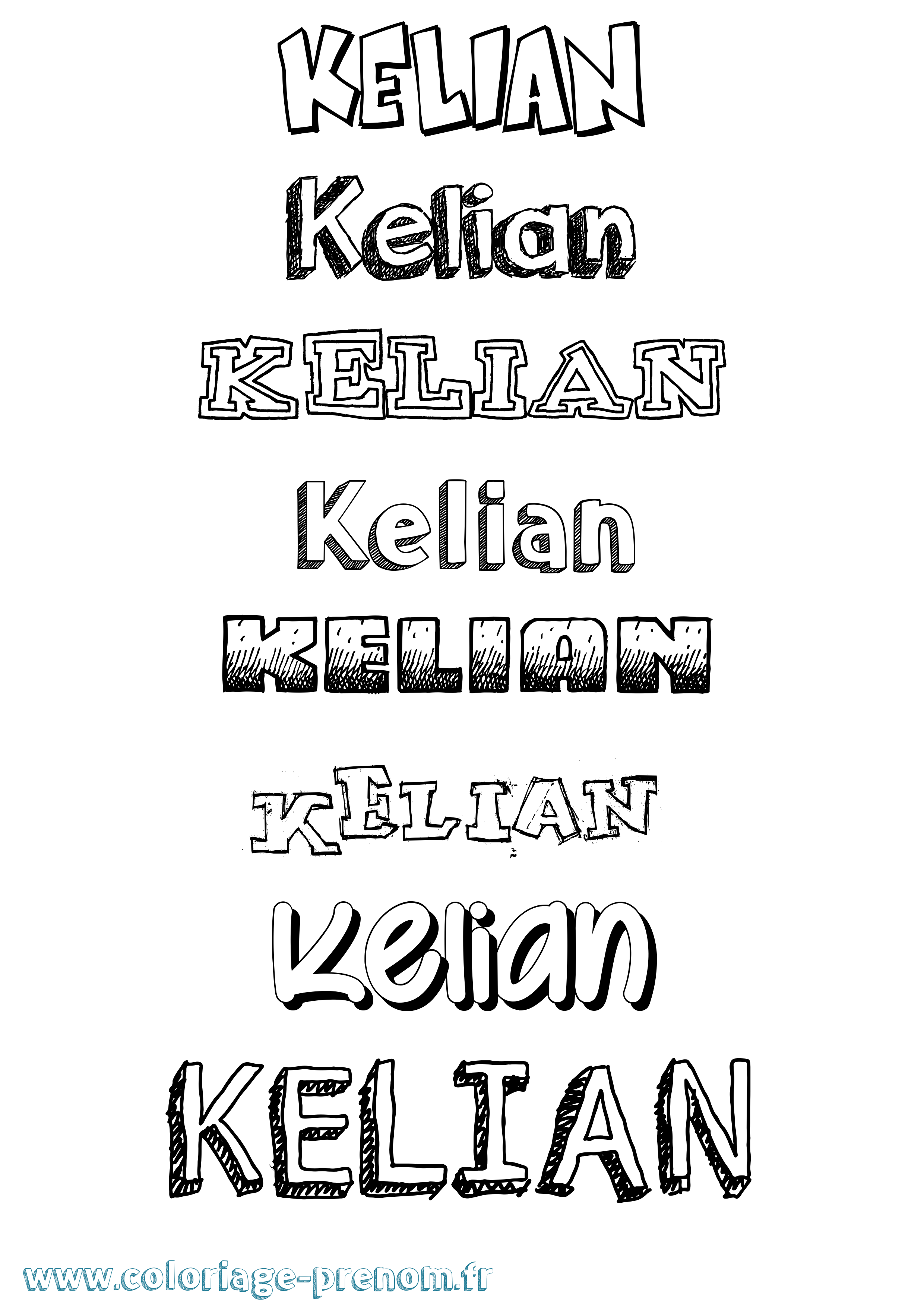 Coloriage Kelian Dessiné Coloriage prénom Kelian Dessiné