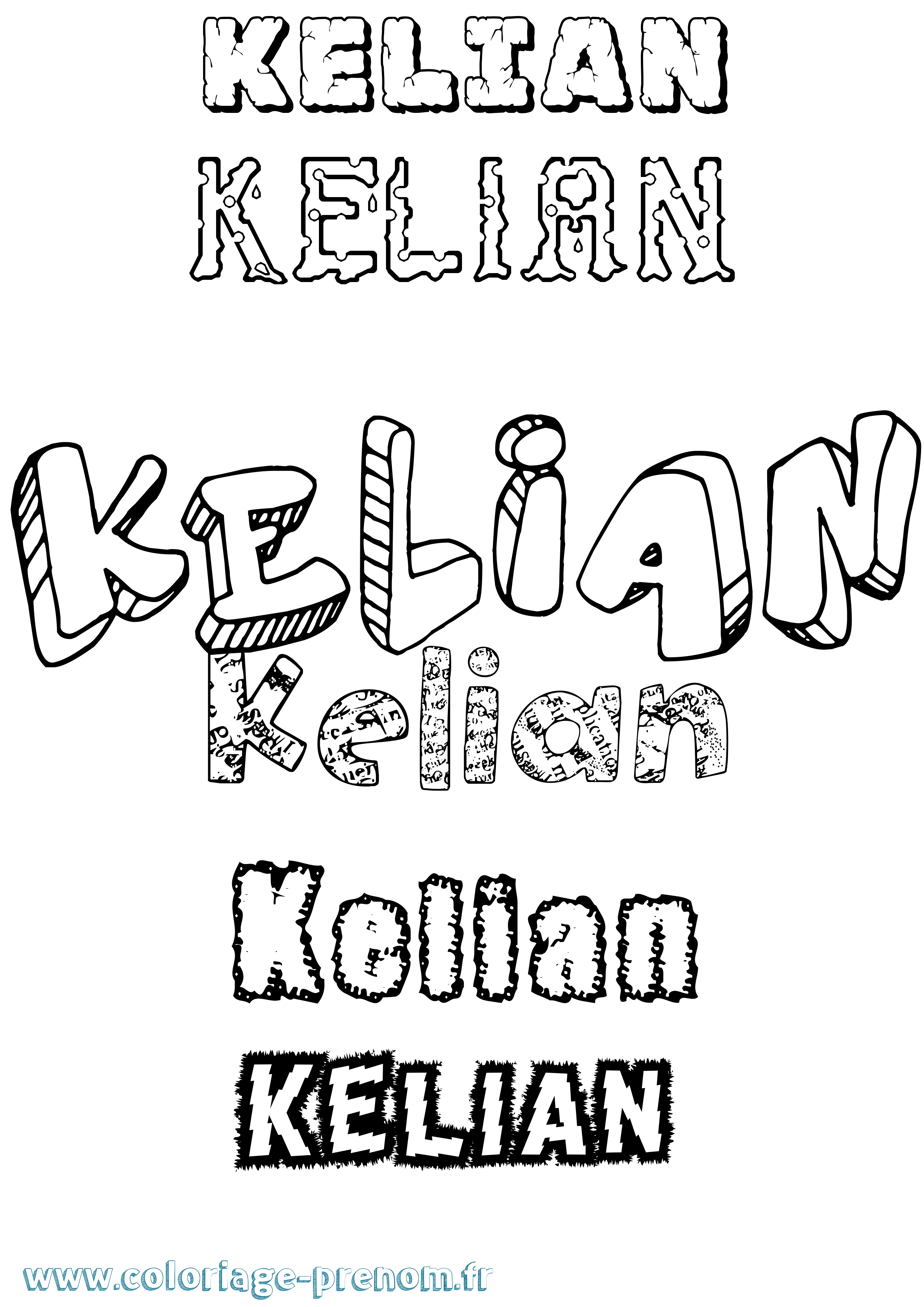 Coloriage Kelian Destructuré Coloriage prénom Kelian Destructuré