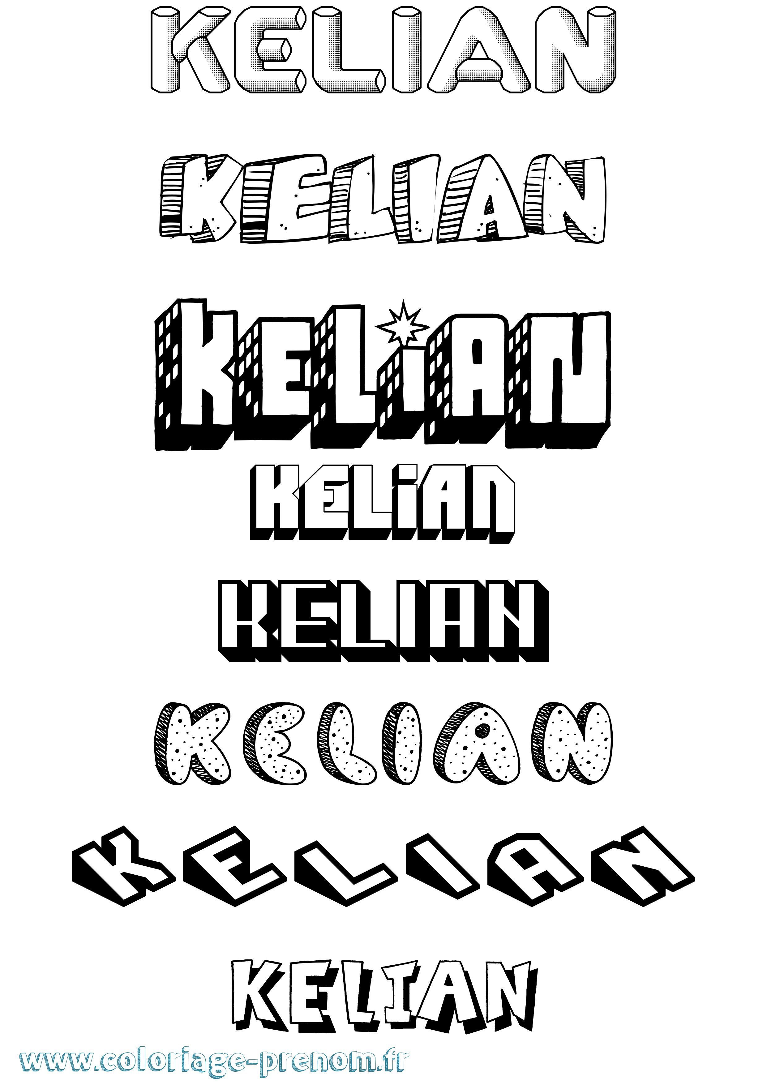 Coloriage Kelian Effet 3D Coloriage prénom Kelian Effet 3D