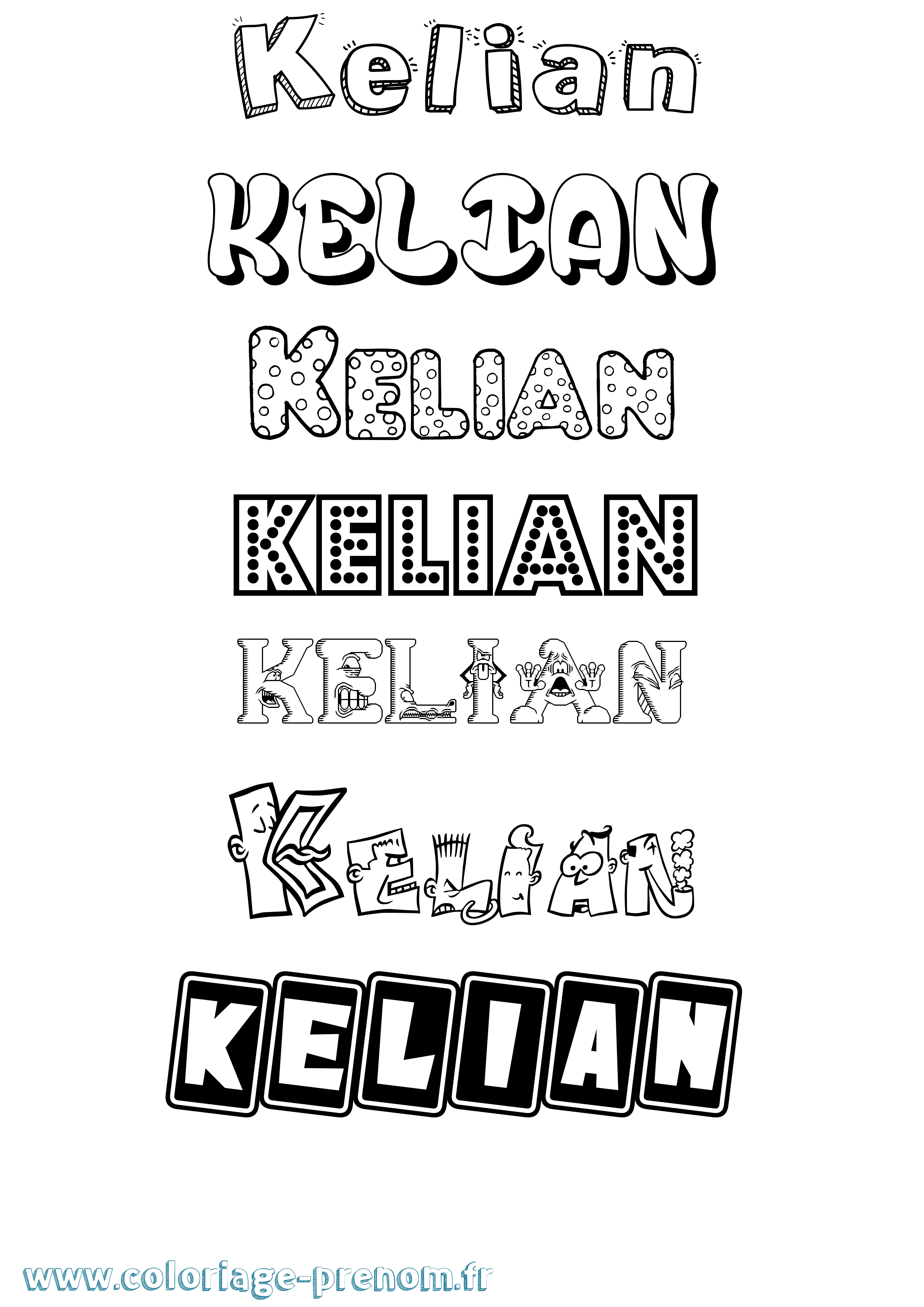 Coloriage Kelian Fun Coloriage prénom Kelian Fun