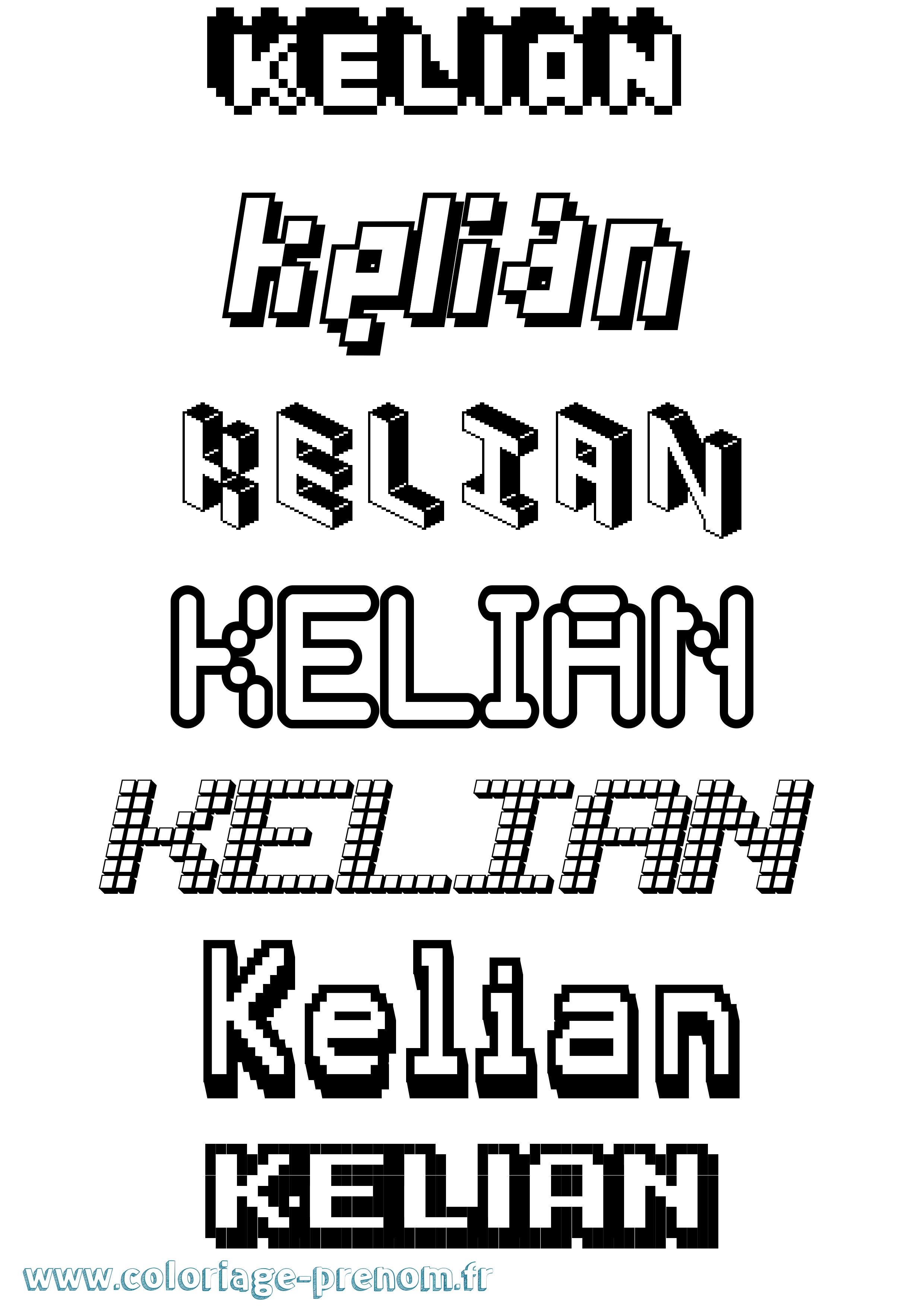 Coloriage Kelian Pixel Coloriage prénom Kelian Pixel