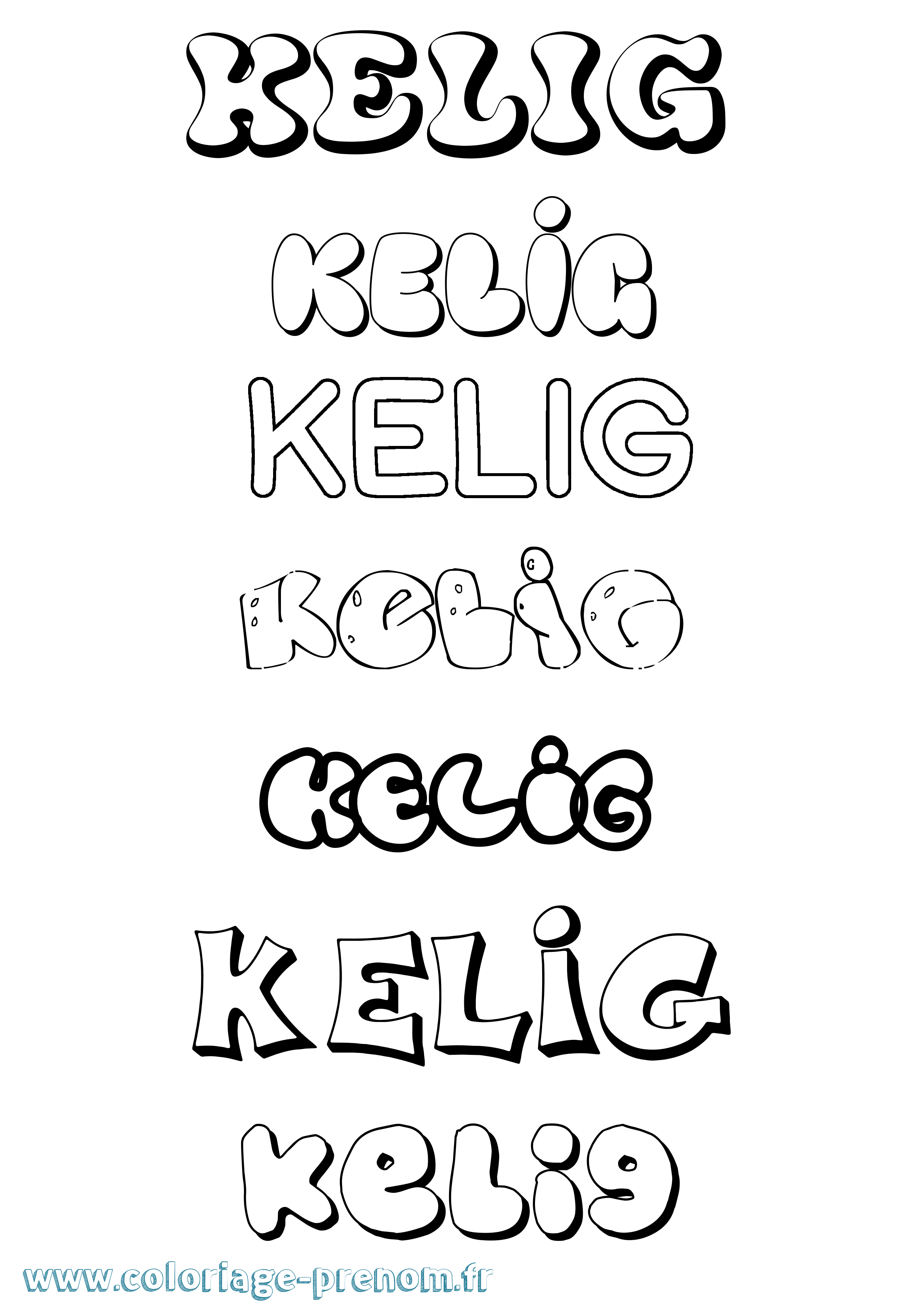 Coloriage Kelig Bubble Coloriage prénom Kelig Bubble