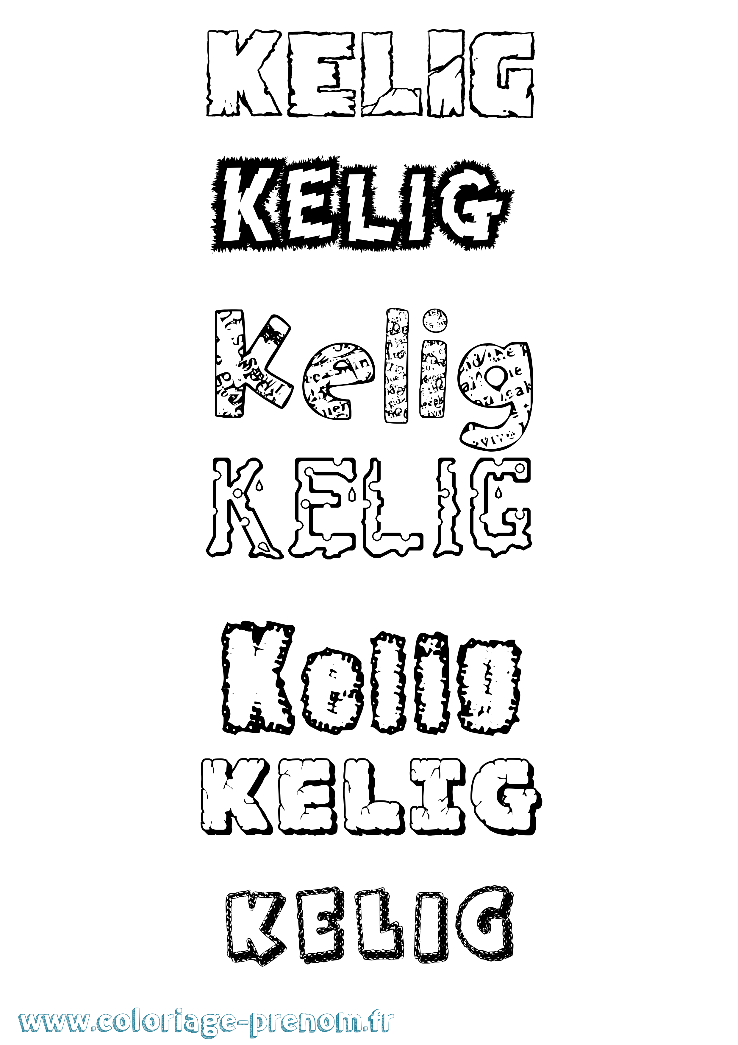 Coloriage Kelig Destructuré Coloriage prénom Kelig Destructuré