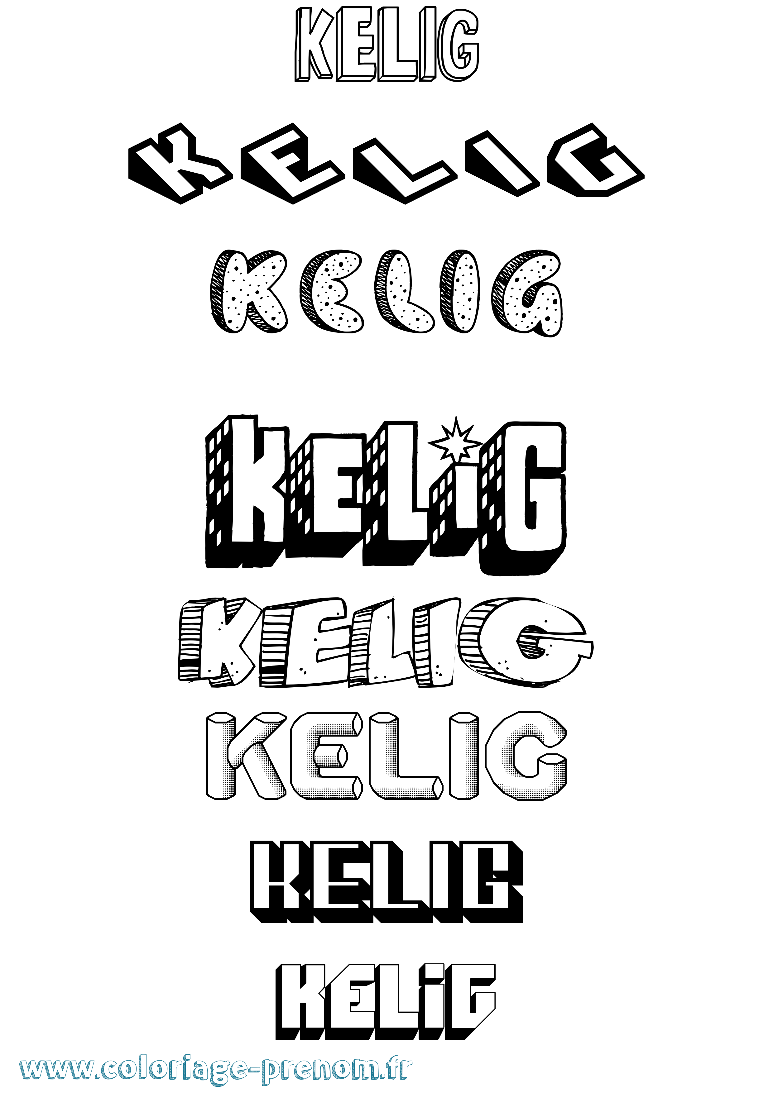 Coloriage Kelig Effet 3D Coloriage prénom Kelig Effet 3D