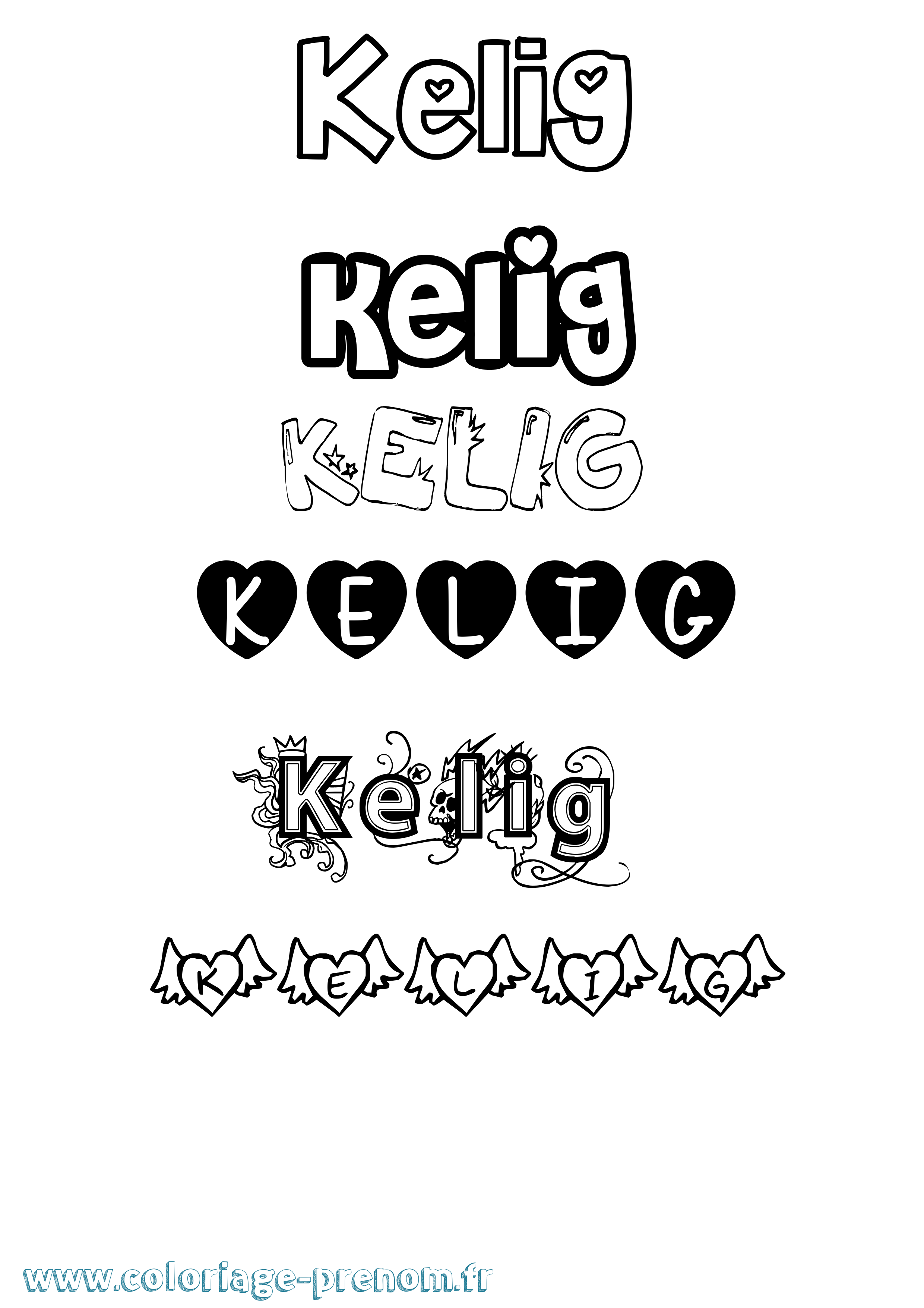 Coloriage Kelig Girly Coloriage prénom Kelig Girly
